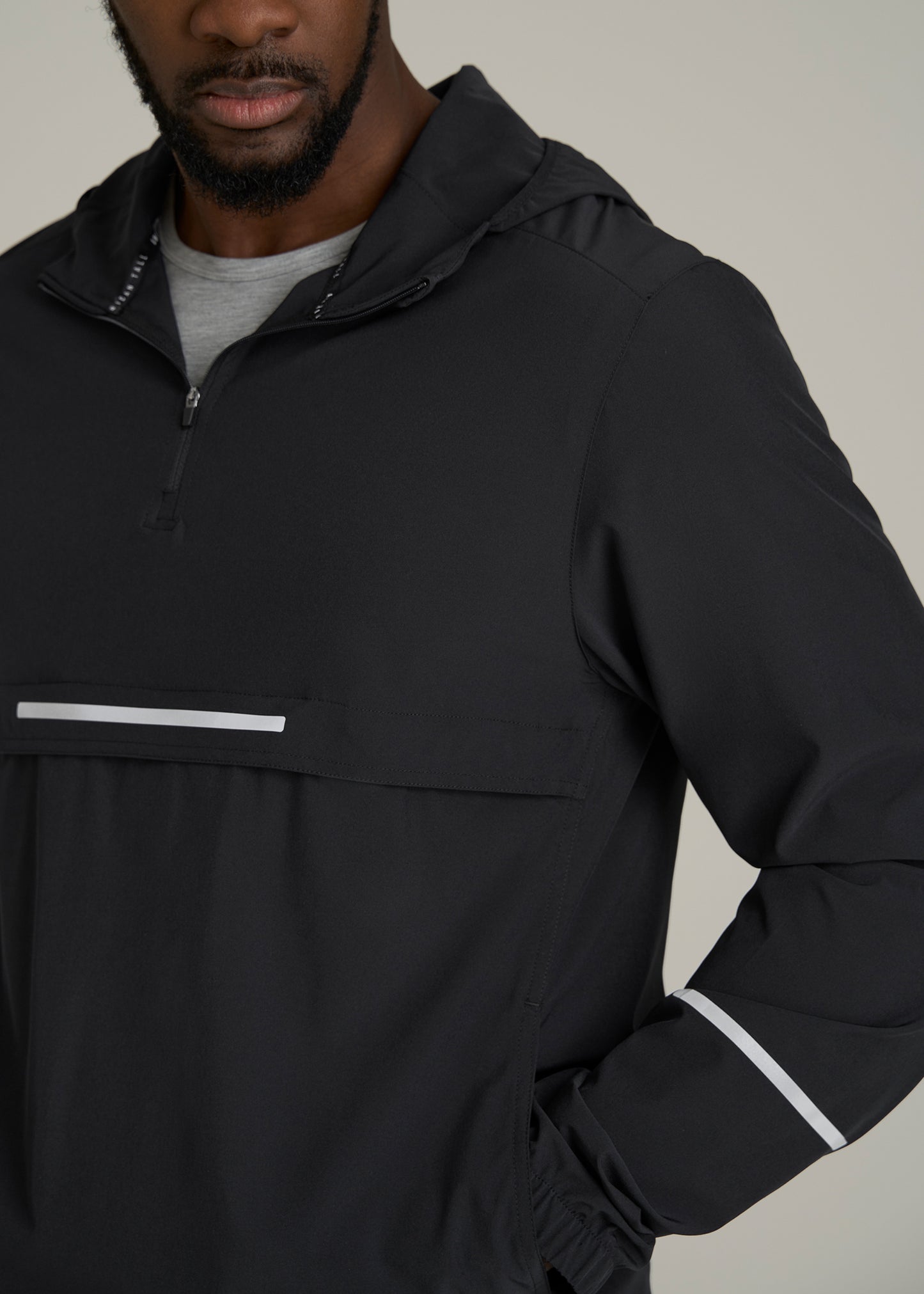 Featherweight Packable Anorak for Tall Men in Black