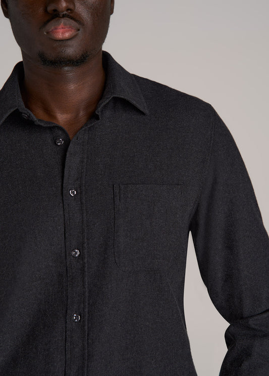 Nelson Flannel Shirt for Tall Men in Charcoal Mix