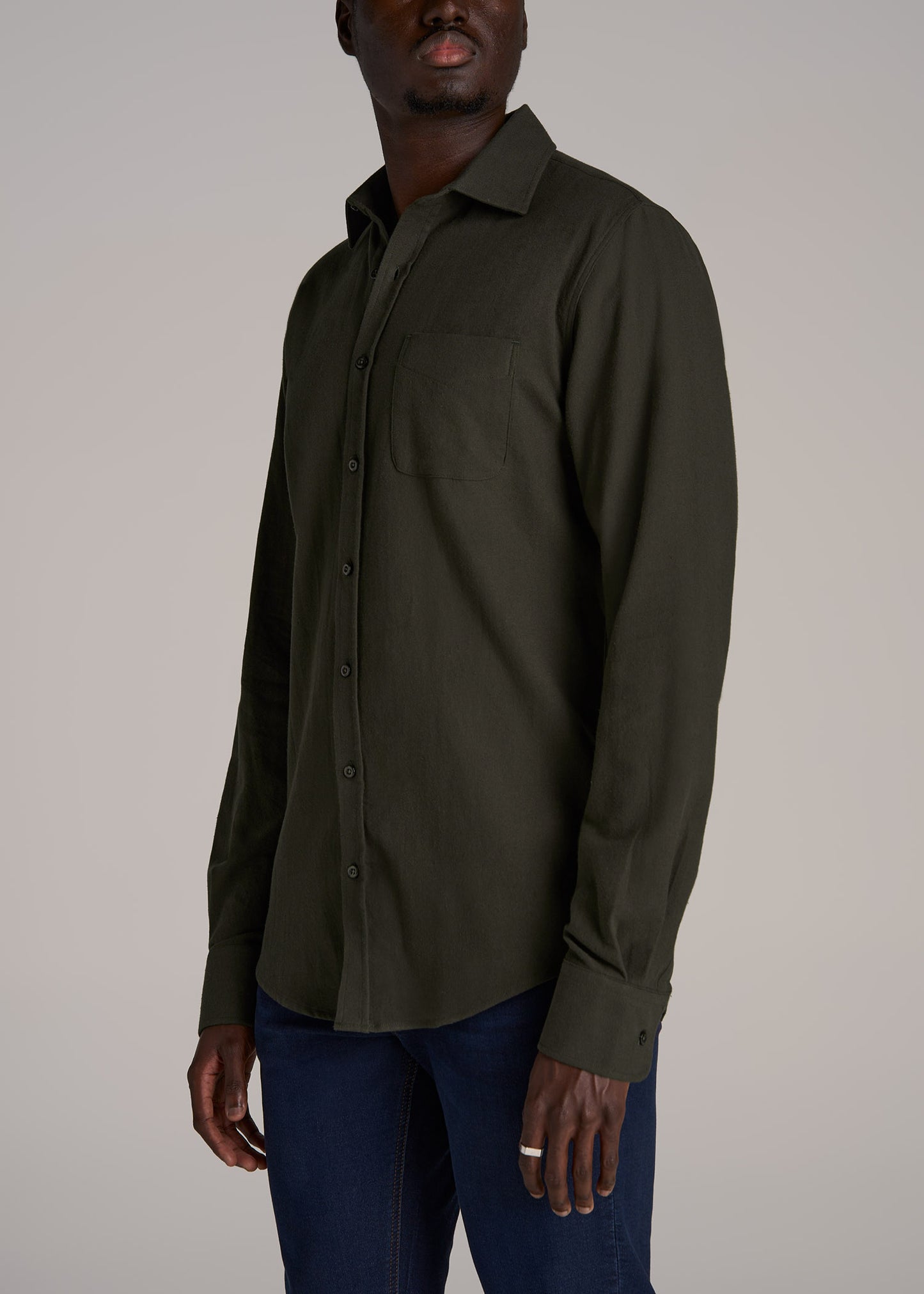 Nelson Flannel Shirt for Tall Men in Hunter Green