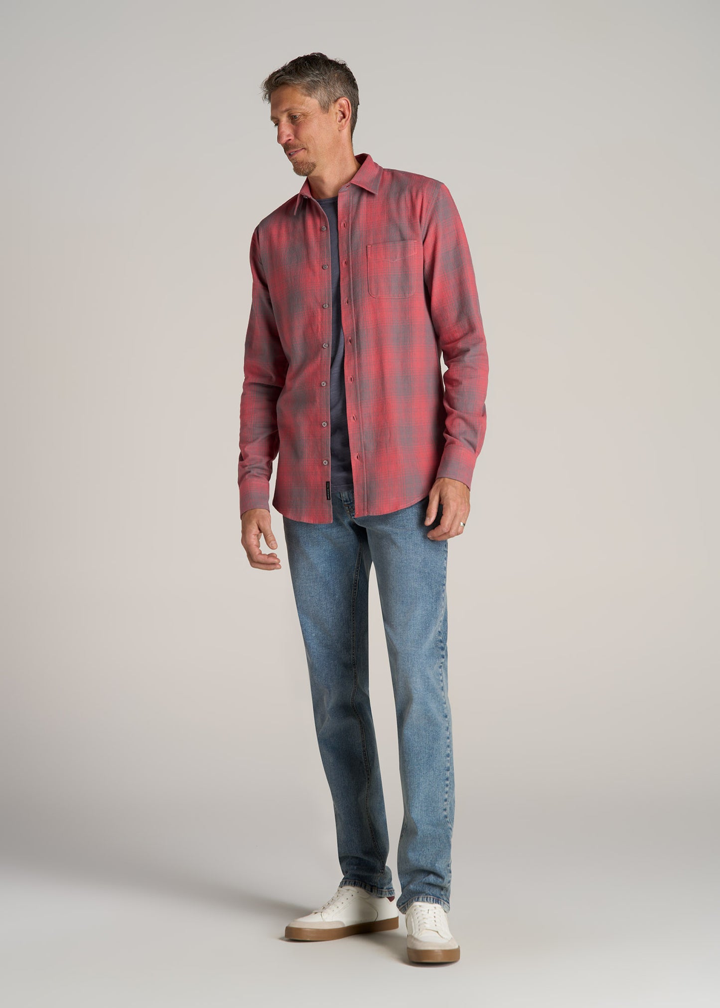 American-Tall-Men-Flannel-Nelson-Red-Grey-Plaid-full