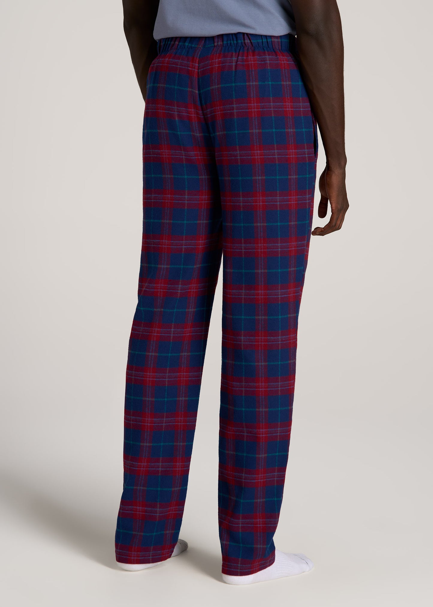 Plaid Pajama Pants for Tall Men in Blue and Red Tartan