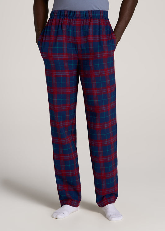 Plaid Pajama Pants for Tall Men in Blue and Red Tartan