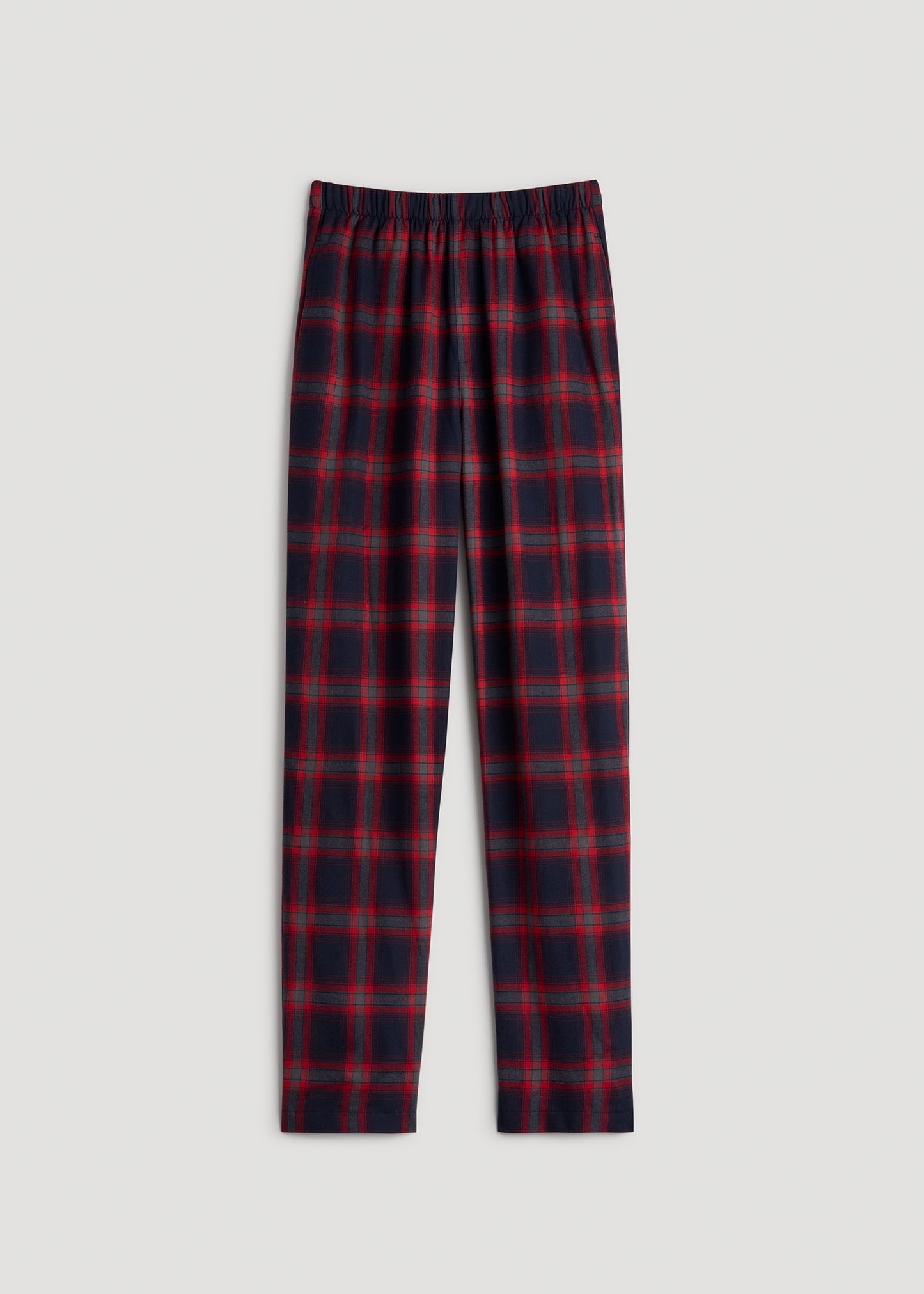 Plaid Pajama Pants for Tall Men in Grey and Red Tartan