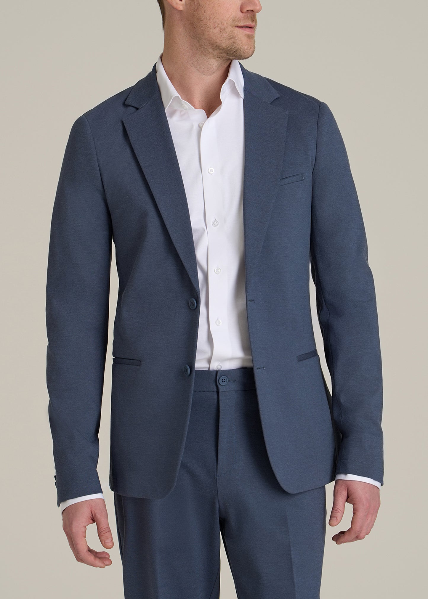 Flex Tech Suit Jacket for Tall Men in Medium Blue Nailhead