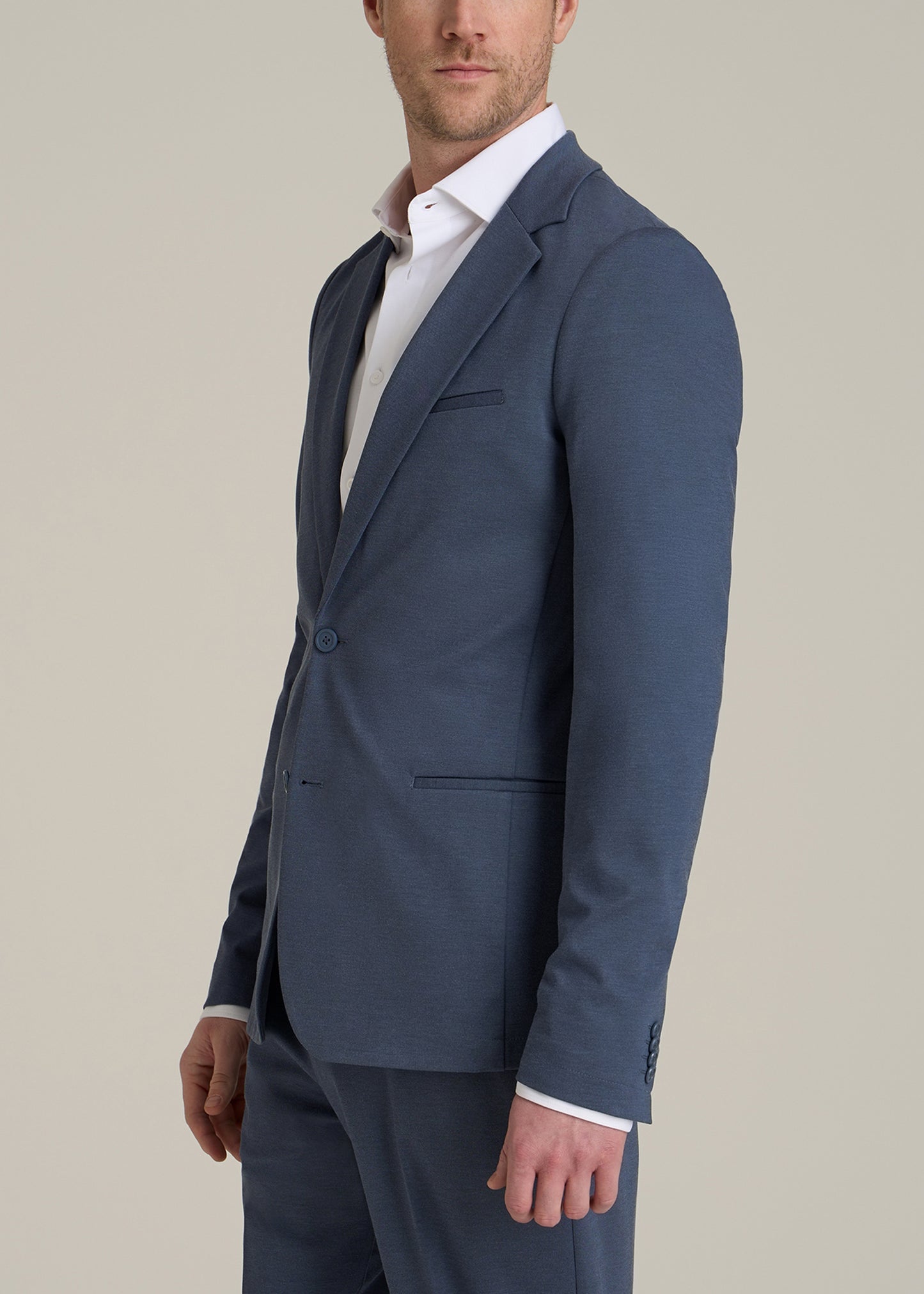 Flex Tech Suit Jacket for Tall Men in Medium Blue Nailhead