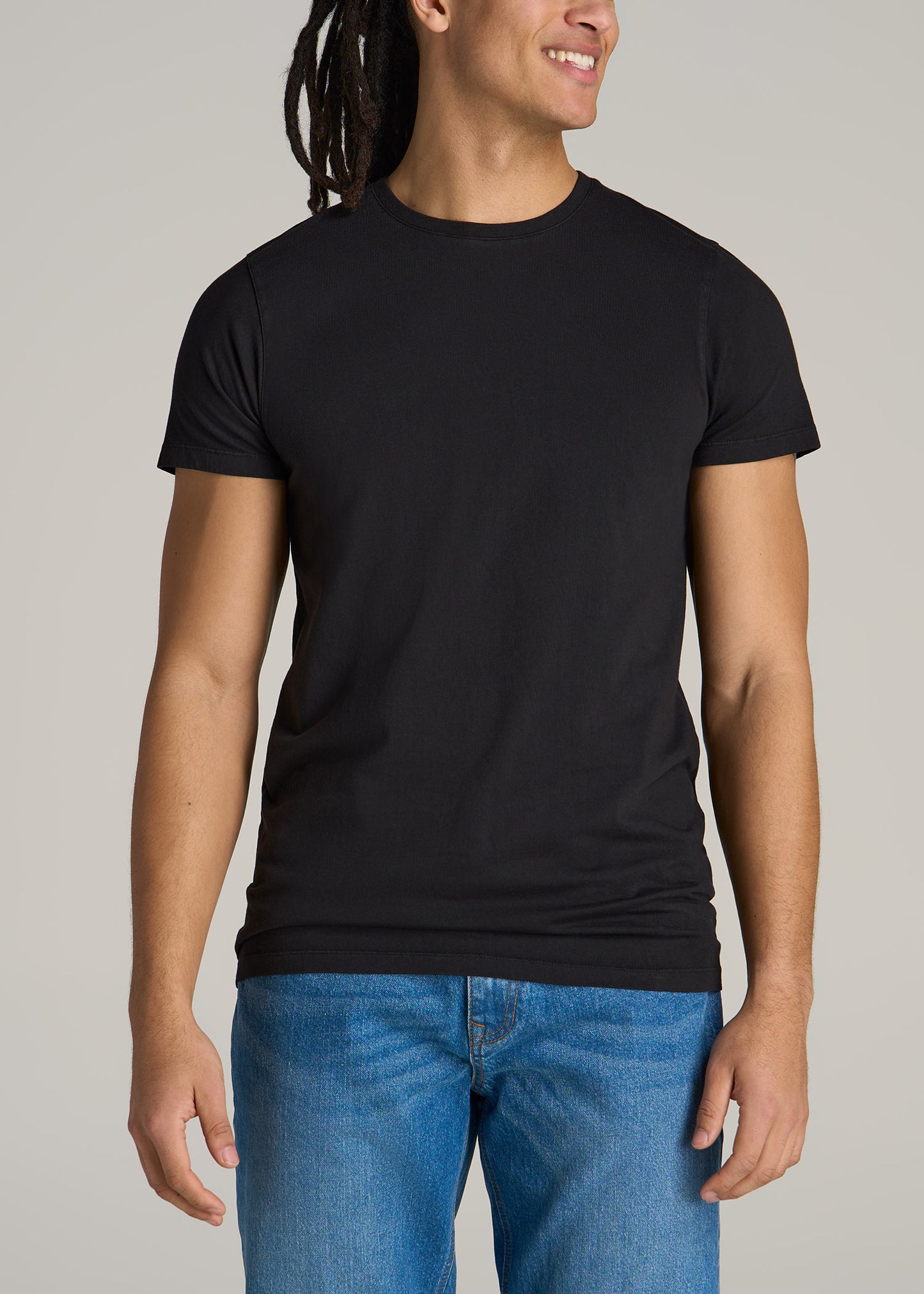 MODERN-FIT Garment Dyed Cotton Men's Tall T-Shirt in Black