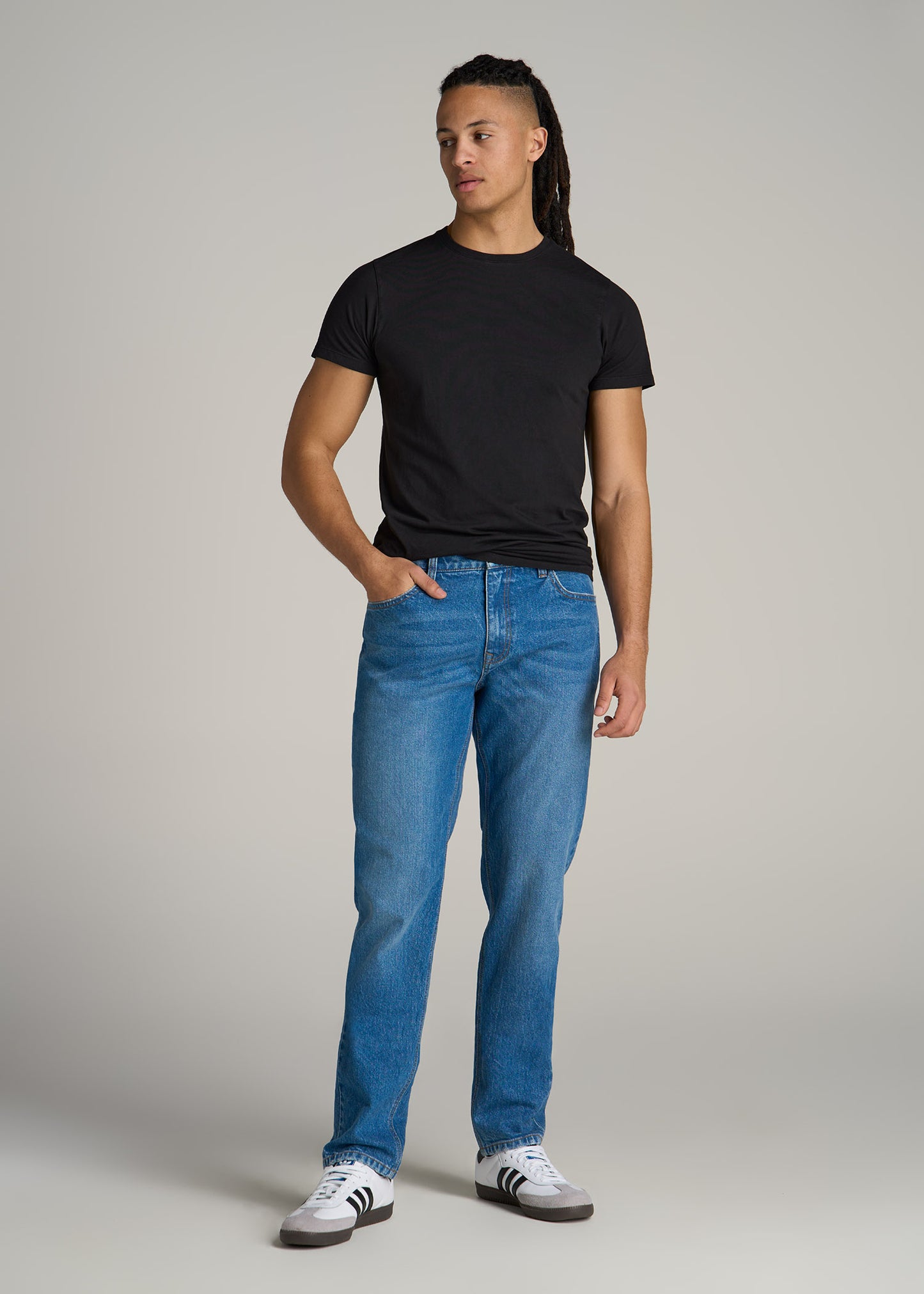 MODERN-FIT Garment Dyed Cotton Men's Tall T-Shirt in Black