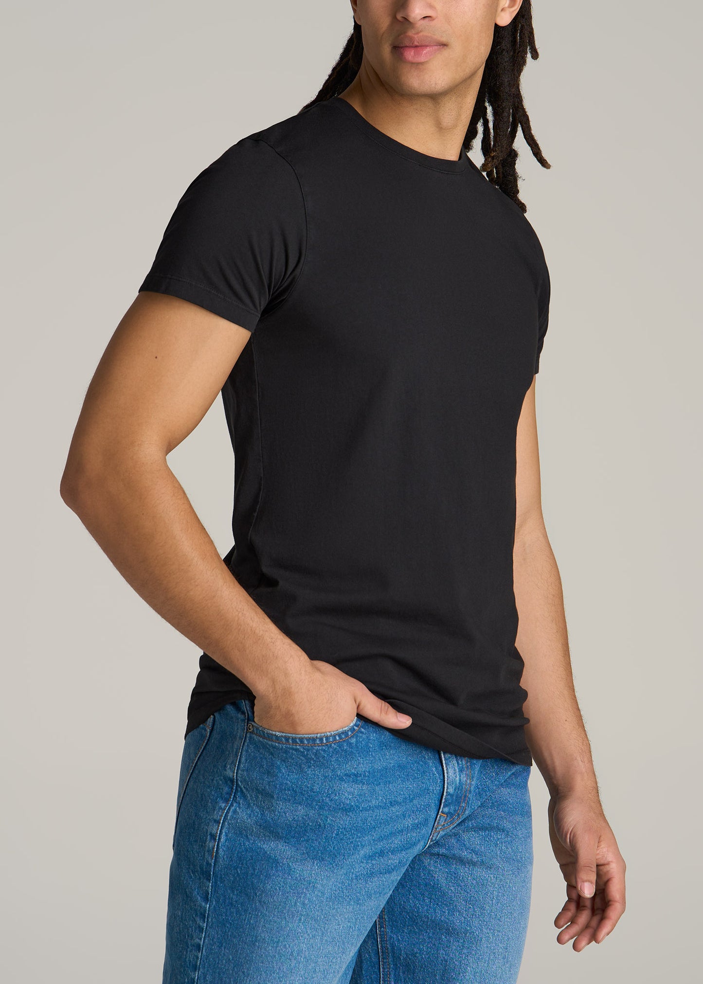 MODERN-FIT Garment Dyed Cotton Men's Tall T-Shirt in Black