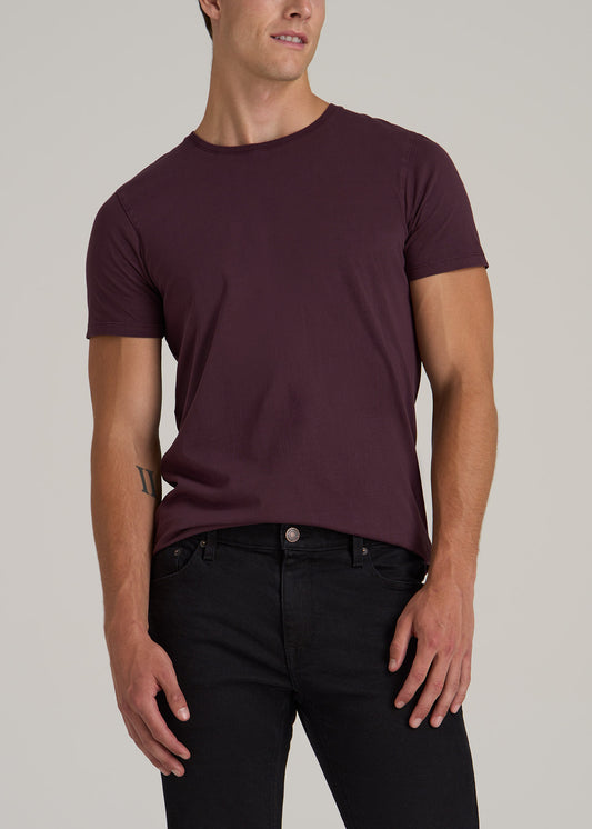 MODERN-FIT Garment Dyed Cotton Men's Tall T-Shirt in Deep Purple