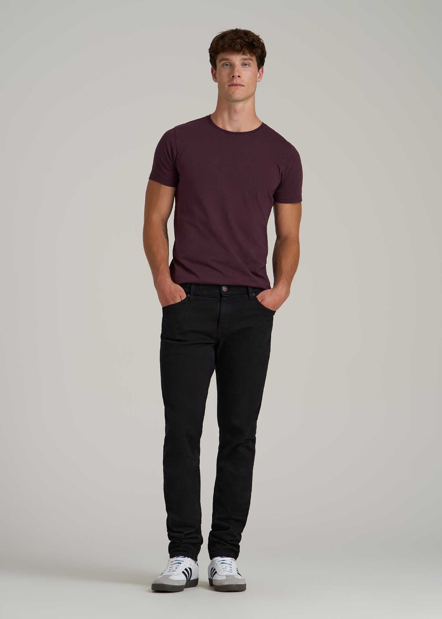 MODERN-FIT Garment Dyed Cotton Men's Tall T-Shirt in Deep Purple