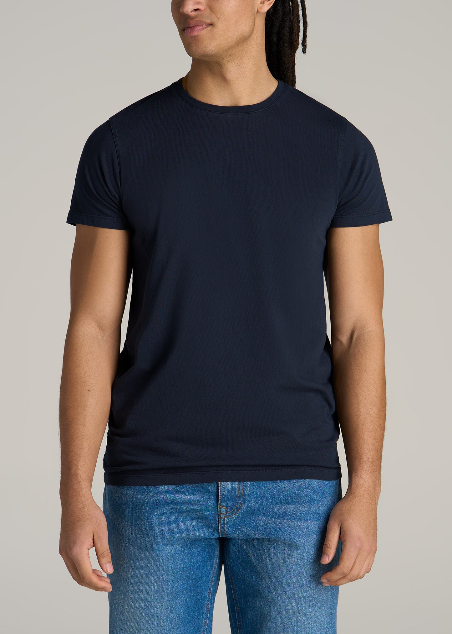 MODERN-FIT Garment Dyed Cotton Men's Tall T-Shirt in Evening Blue