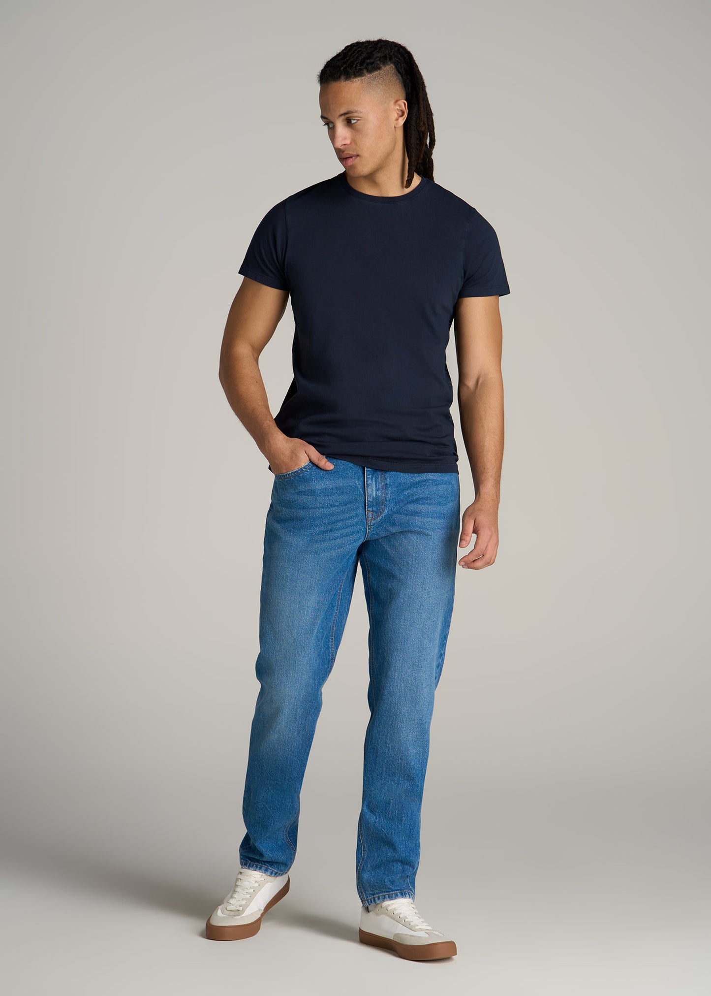 MODERN-FIT Garment Dyed Cotton Men's Tall T-Shirt in Evening Blue