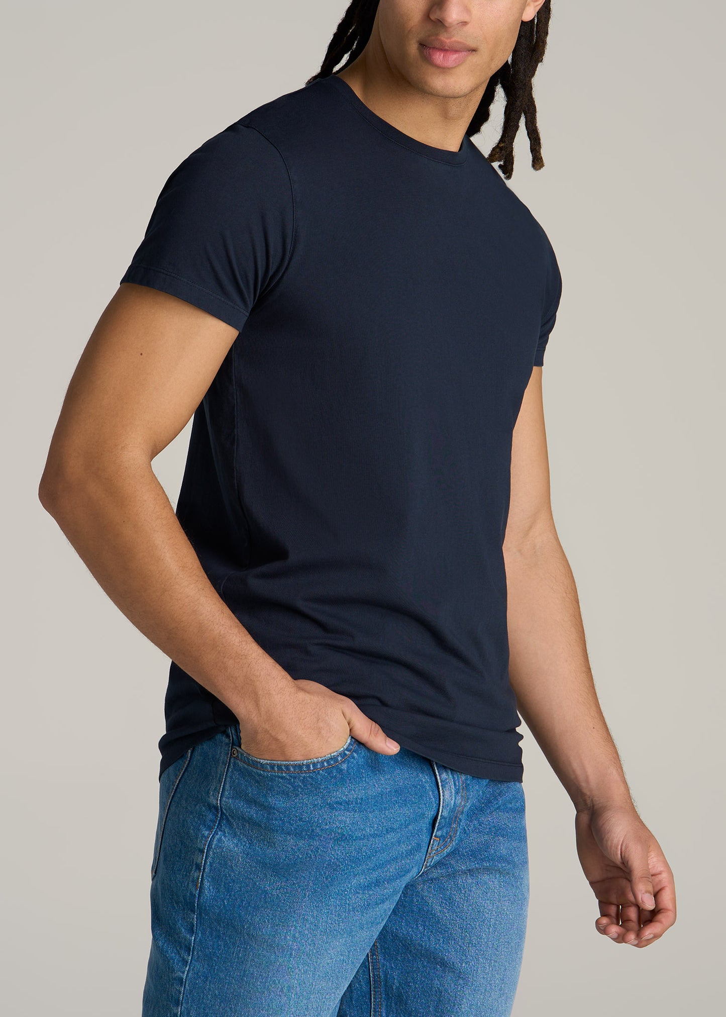 MODERN-FIT Garment Dyed Cotton Men's Tall T-Shirt in Evening Blue