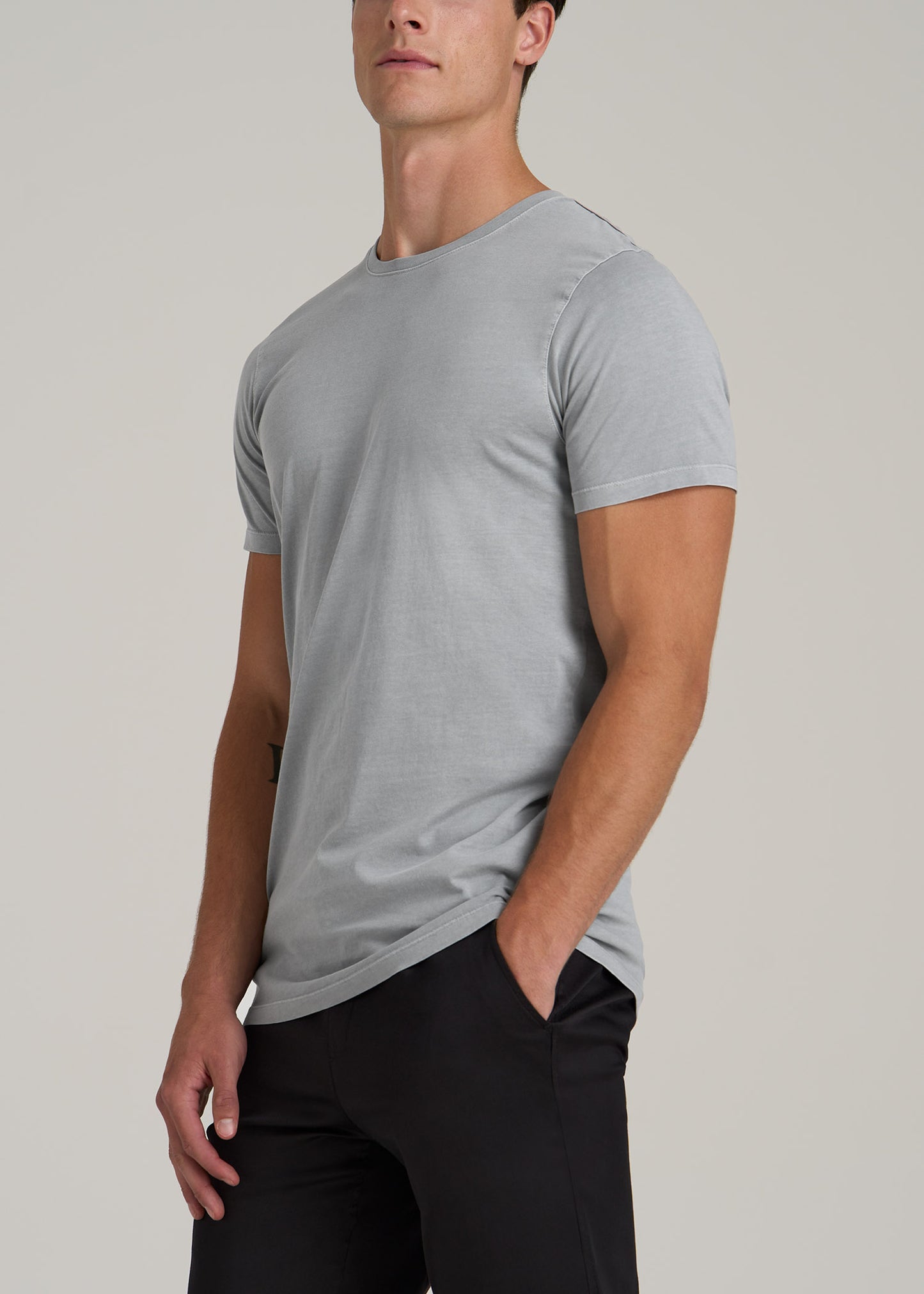 MODERN-FIT Garment Dyed Cotton Men's Tall T-Shirt in Sustained Grey