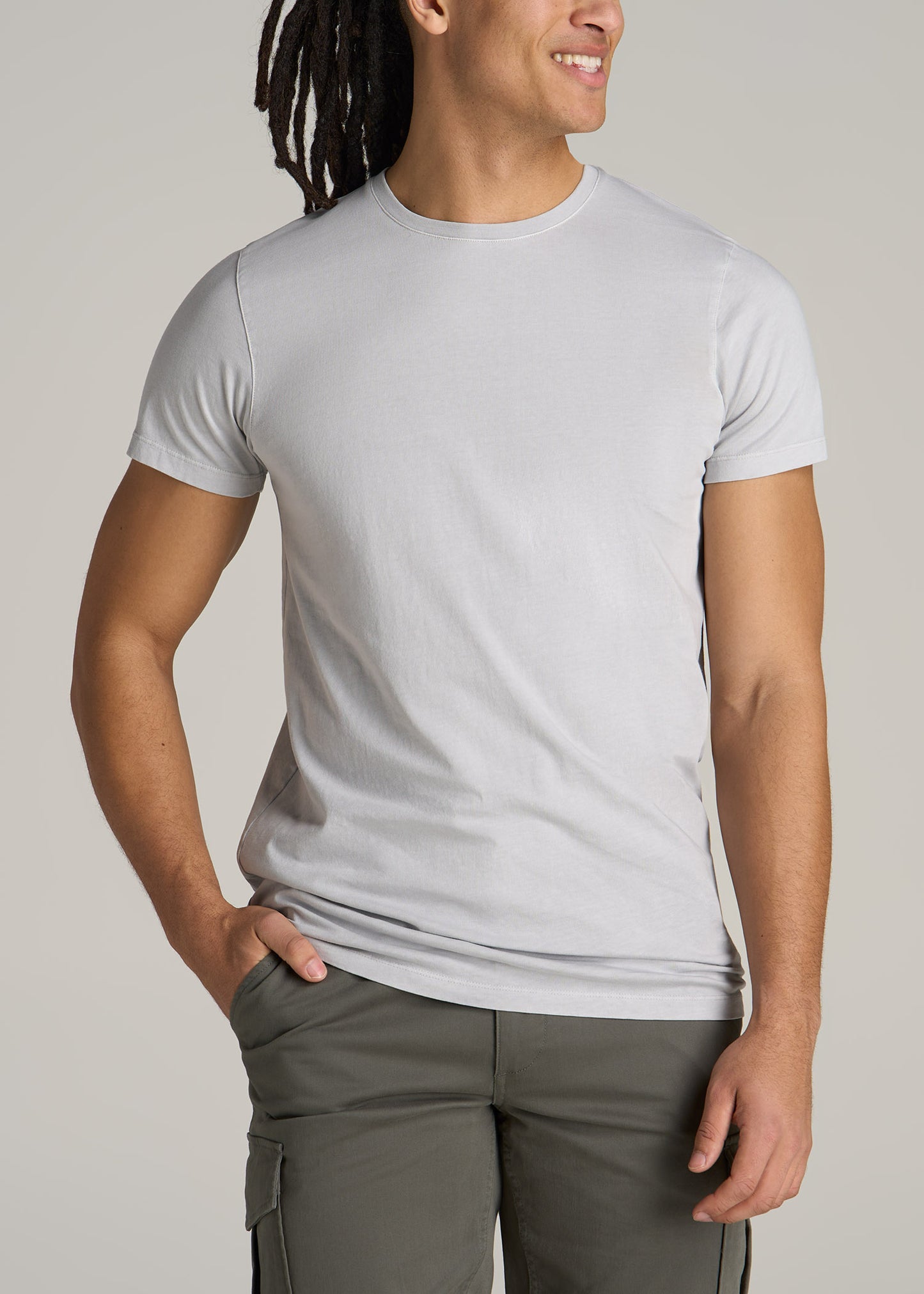 MODERN-FIT Garment Dyed Cotton Men's Tall T-Shirt in Vapor Grey