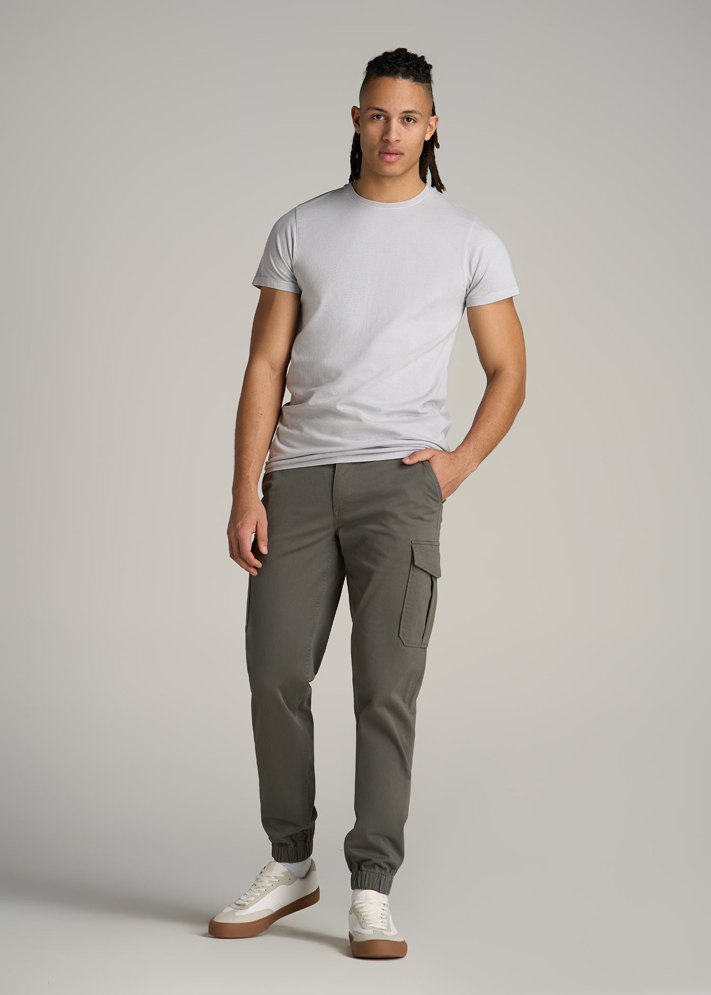 MODERN-FIT Garment Dyed Cotton Men's Tall T-Shirt in Vapor Grey