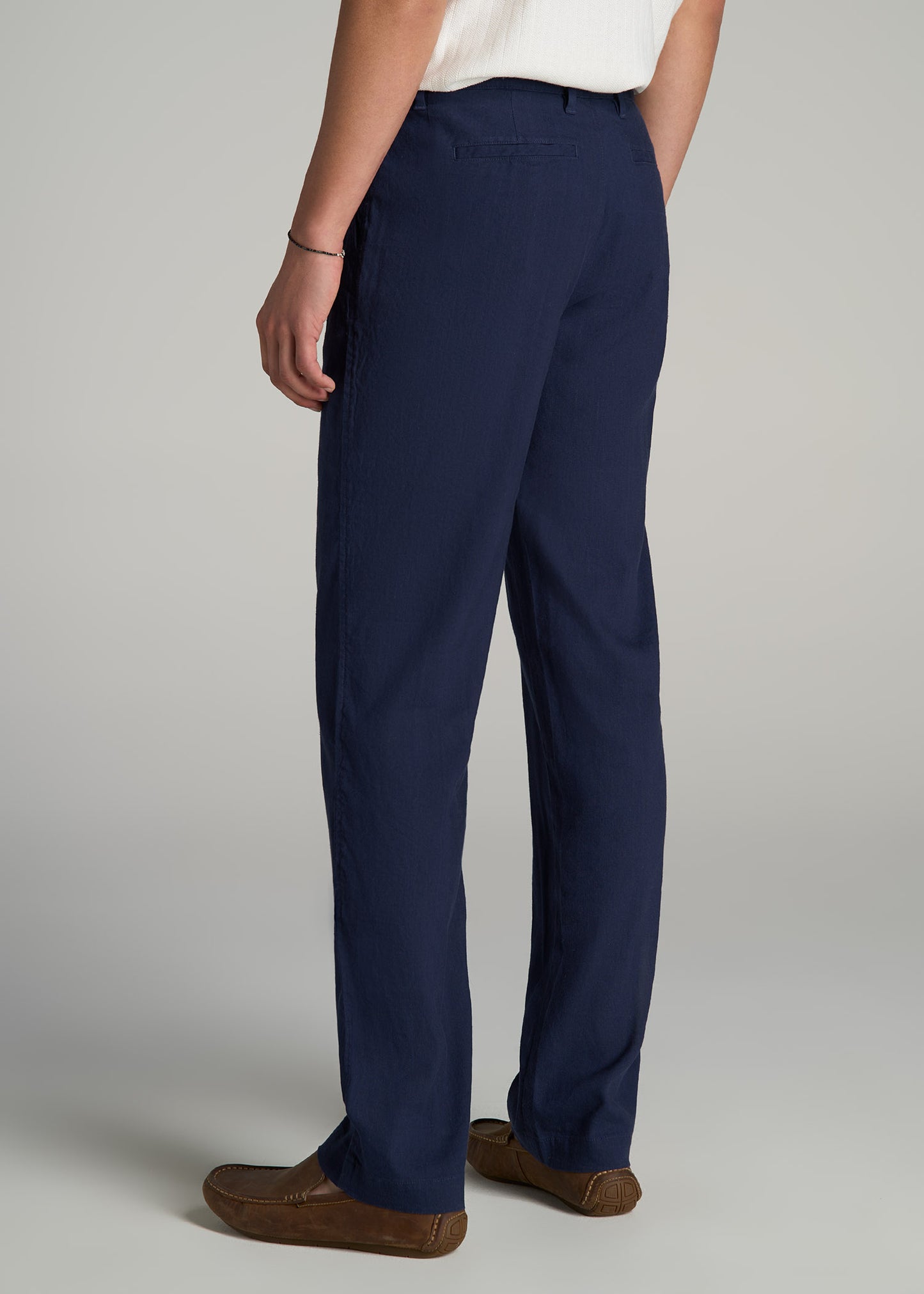 Garment Dyed Linen Casual Pants for Tall Men in Summer Blue