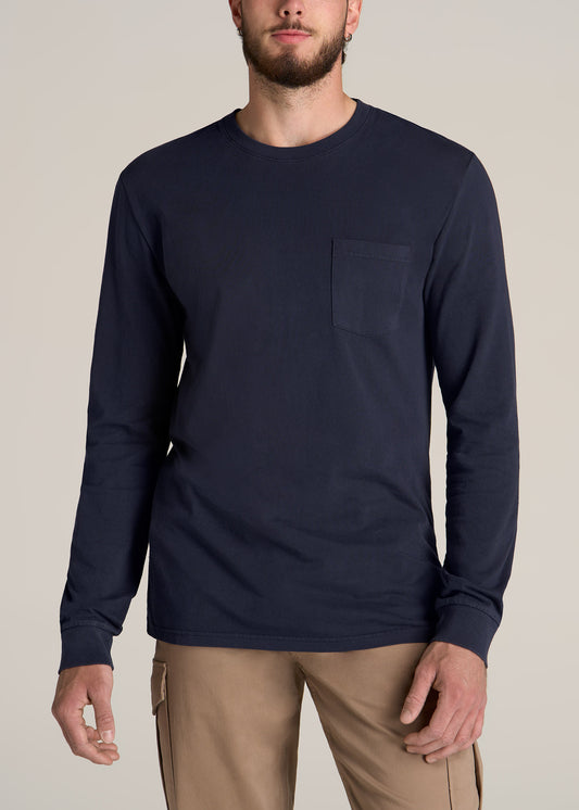 American-Tall-Men-Garment-Dyed-Long-Sleeve-Pocket-Tee-Evening-Blue-Front