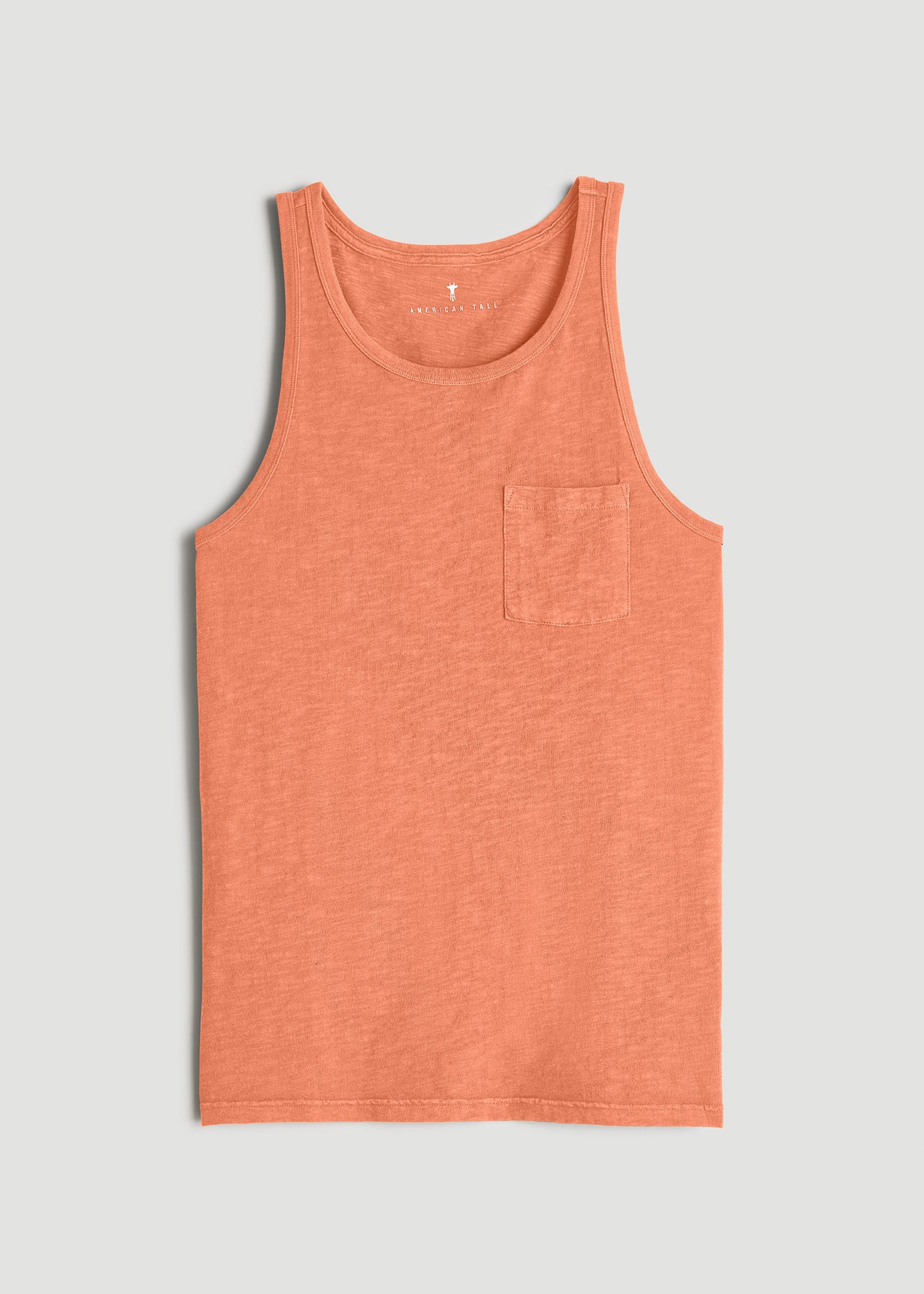 Garment Dyed Slub Pocket Tall Men's Tank Top in Apricot Crush