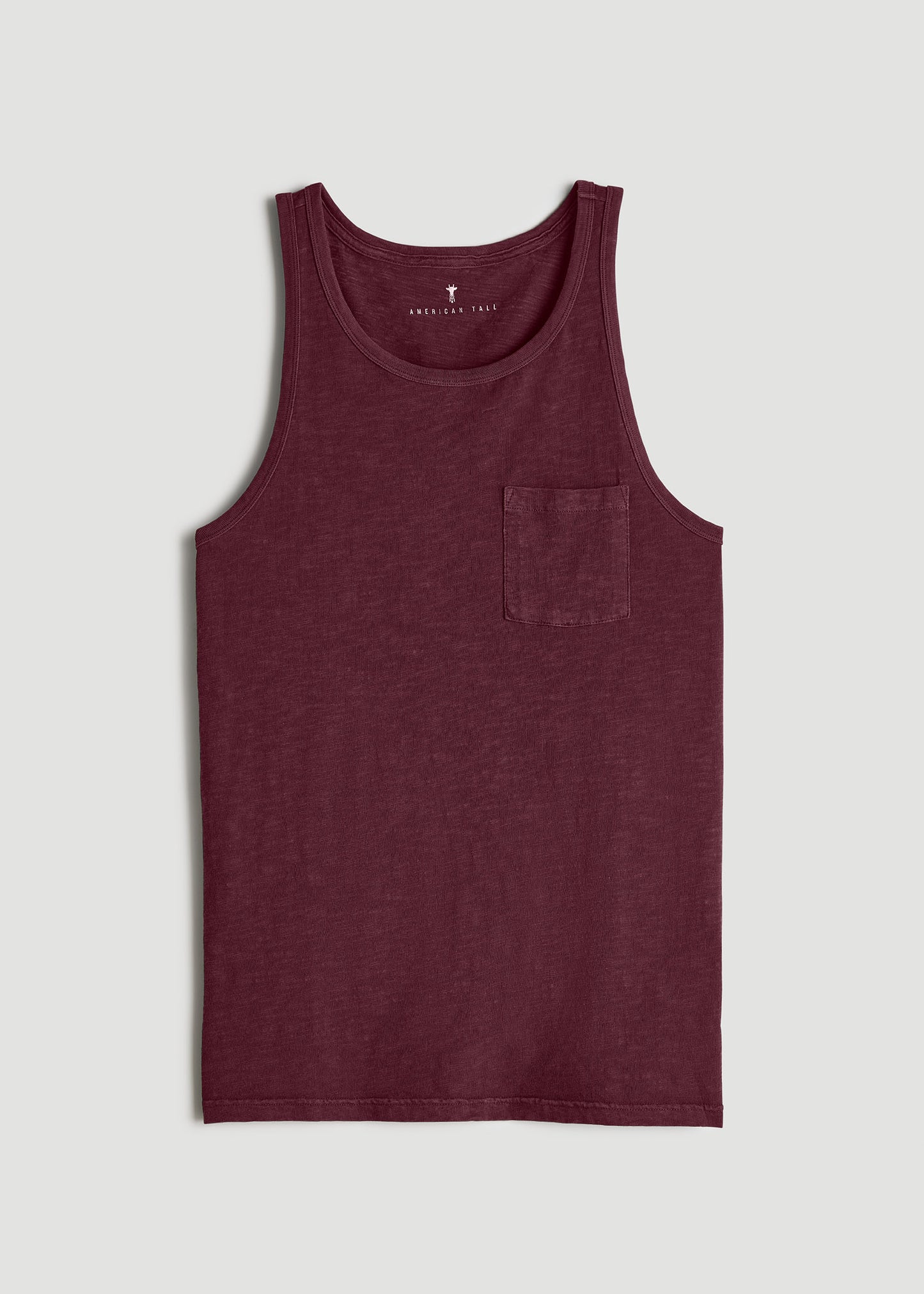 Garment Dyed Slub Pocket Tall Men's Tank Top in Dark Cherry