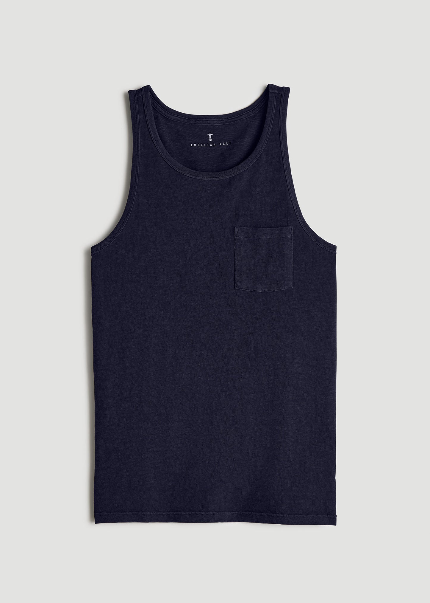 Garment Dyed Slub Pocket Tall Men's Tank Top in Evening Blue