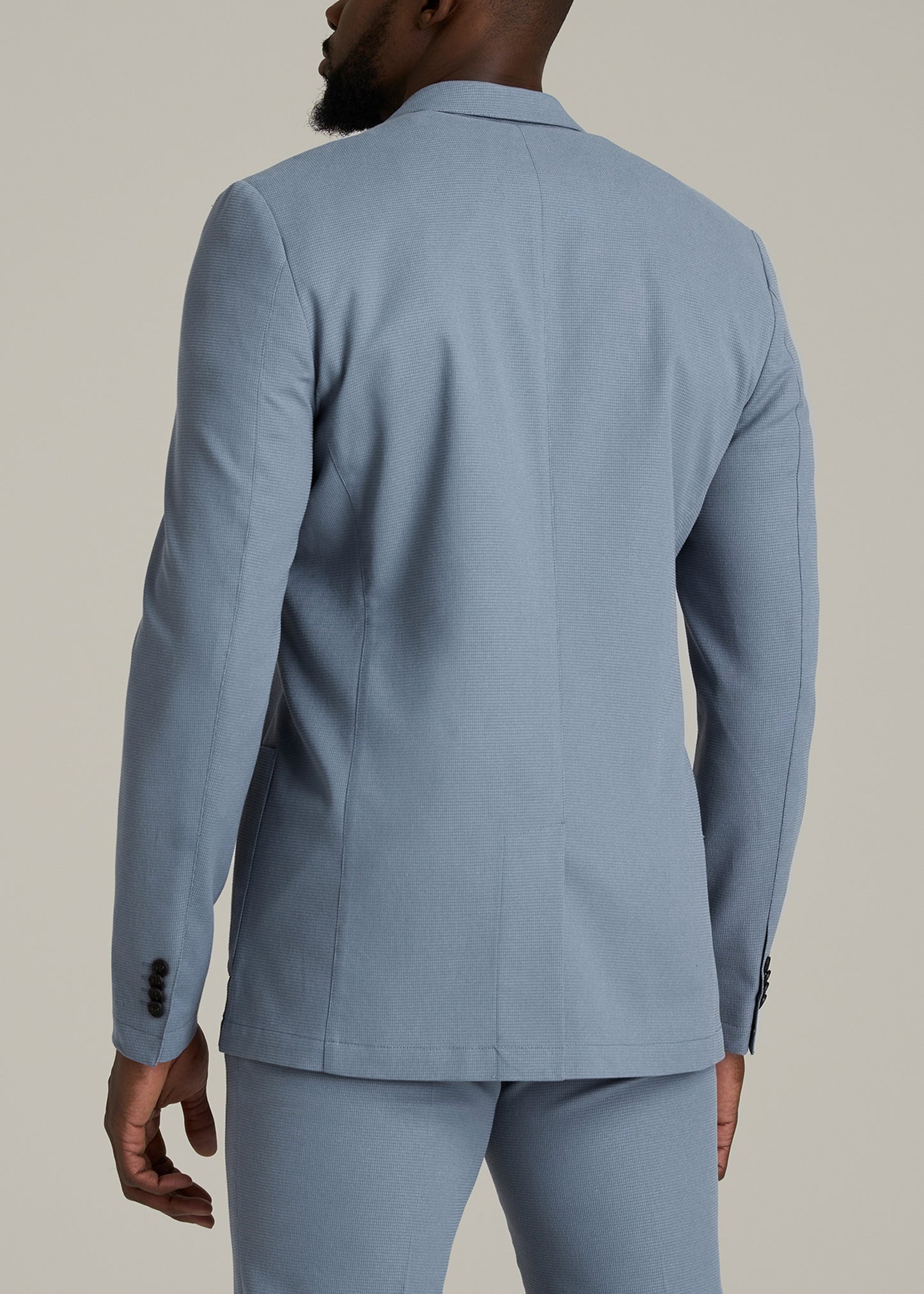 Textured Garment Washed Stretch Cotton Tall Blazer in Chambray