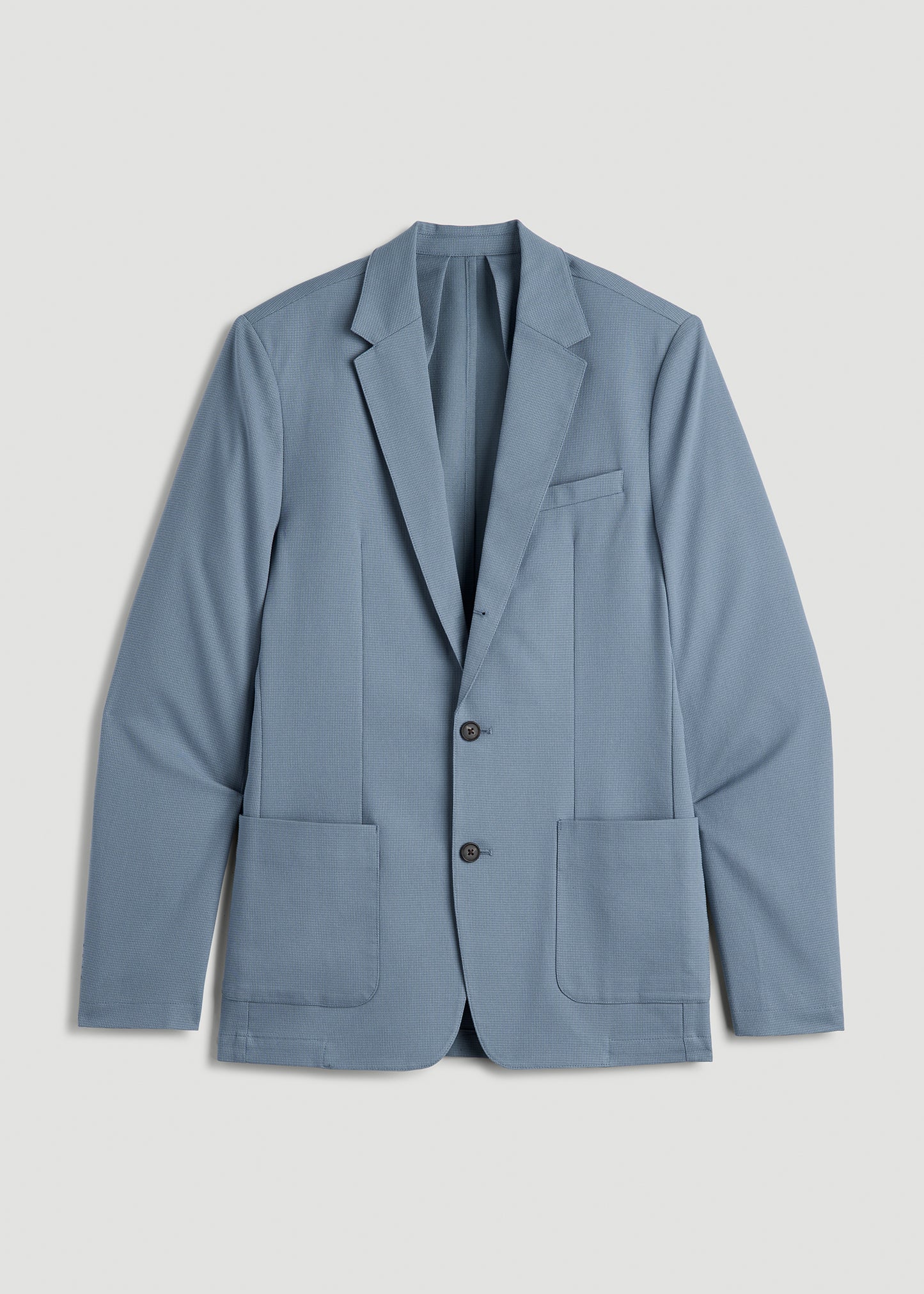 Textured Garment Washed Stretch Cotton Tall Blazer in Chambray