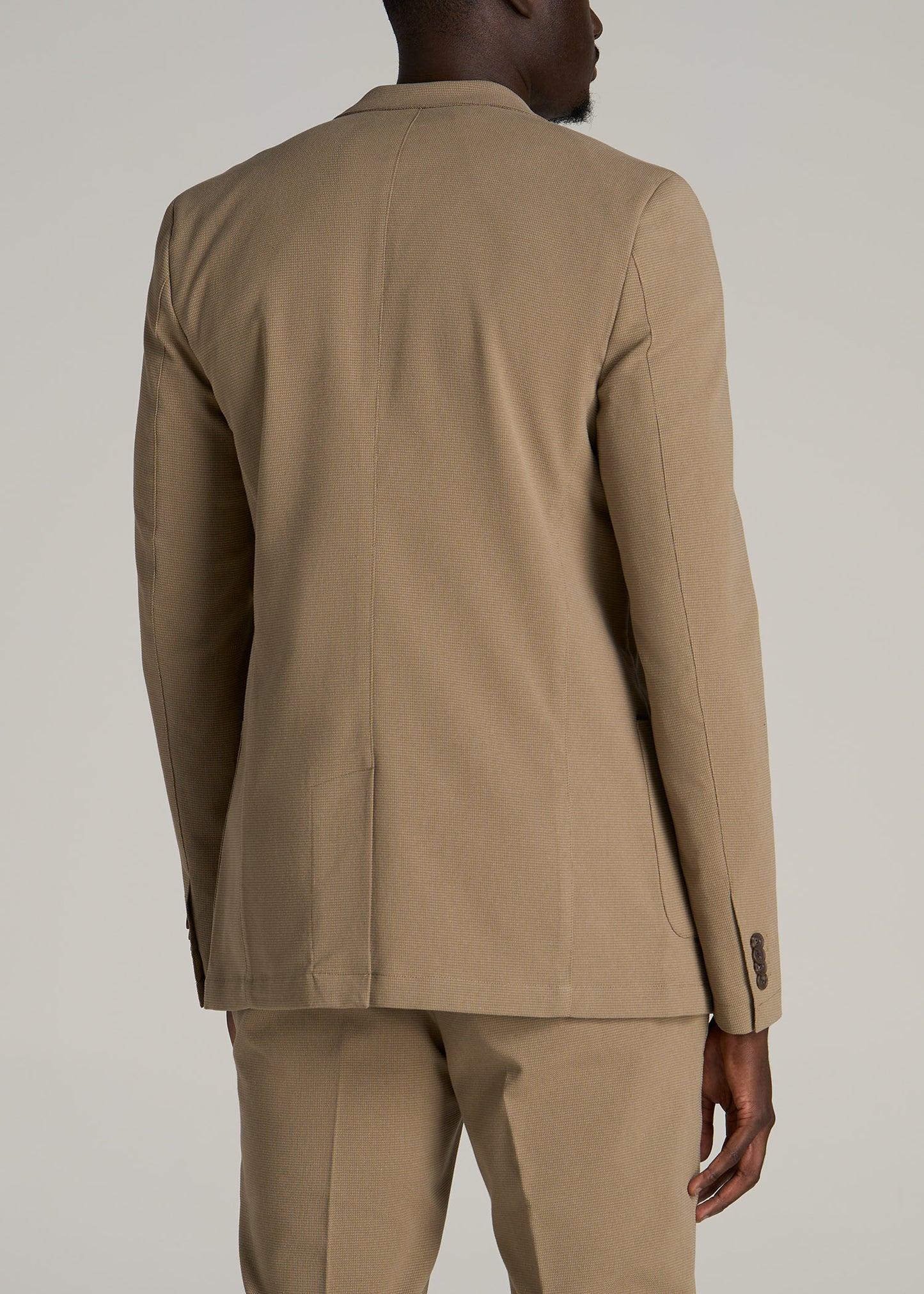 Textured Garment Washed Stretch Cotton Tall Blazer in Desert Khaki