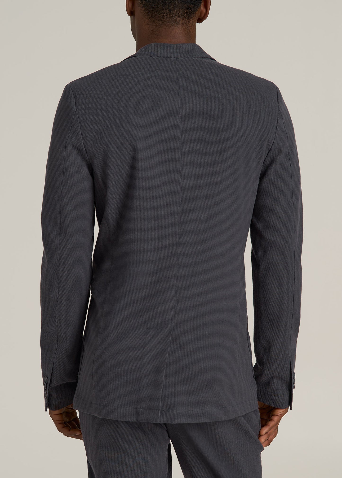 Textured Garment Washed Stretch Cotton Tall Blazer in Iron Grey