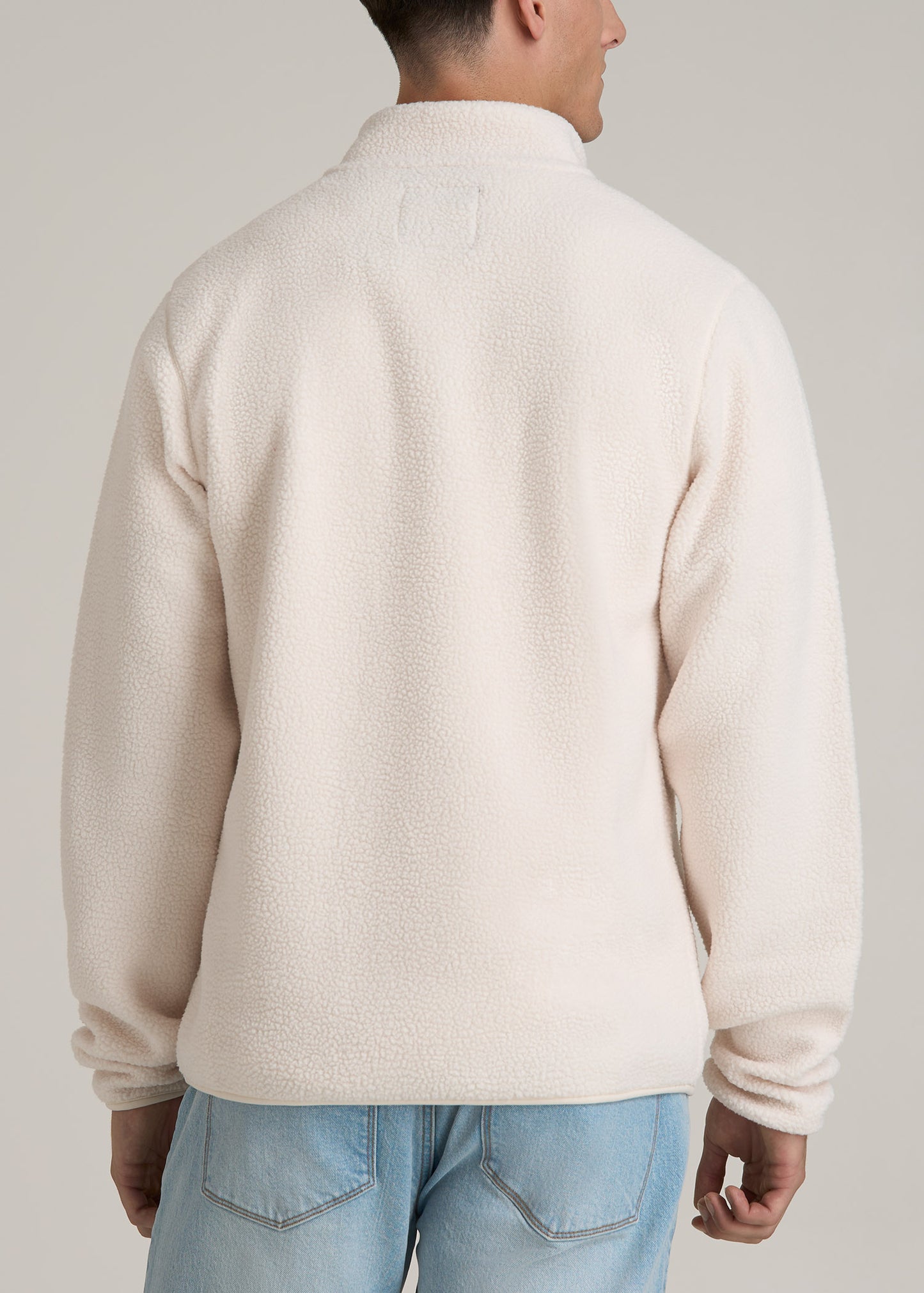 Half Snap Tall Men's Sherpa Sweatshirt in Natural