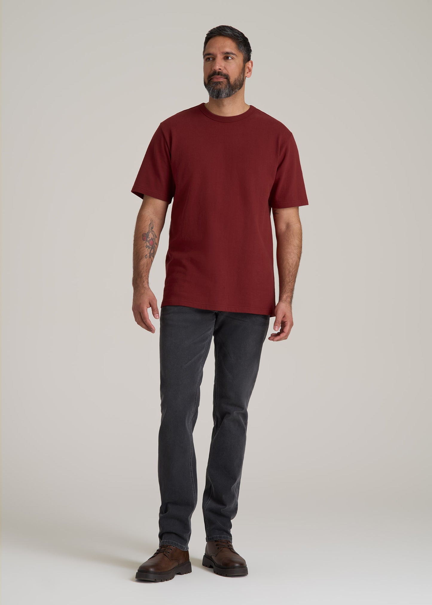 LJ&S Heavyweight RELAXED-FIT Tall Tee in Sumac Red