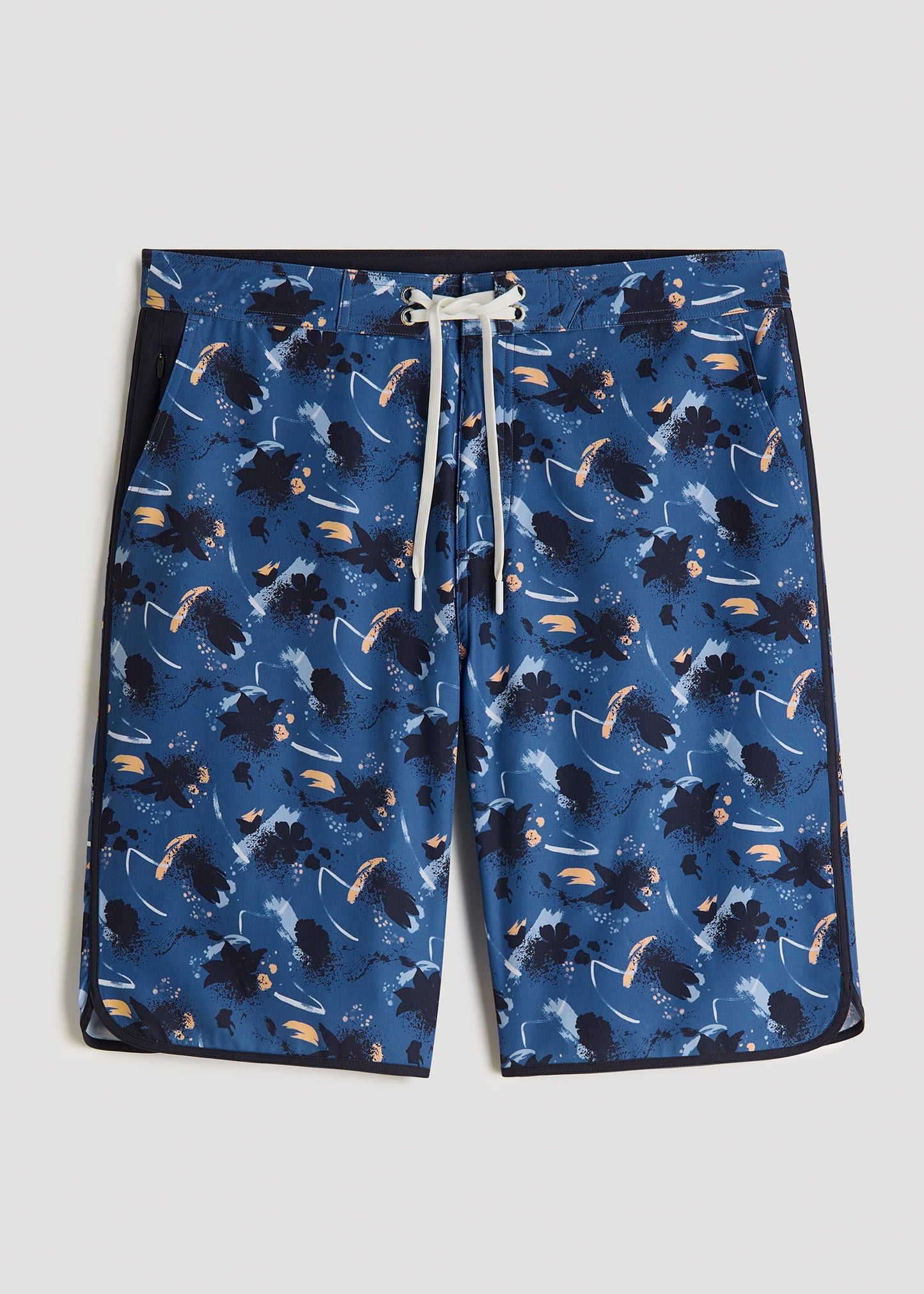 Hi-Tide Scallop Board Shorts for Tall Men in Blue Brushstroke