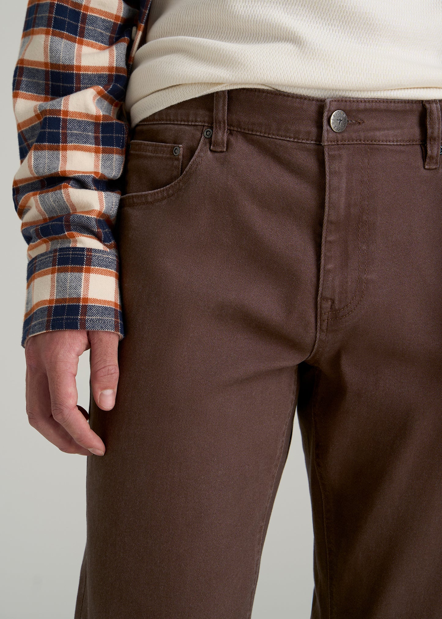 J1 Straight Fit Colored Jeans for Tall Men in Dark Toffee