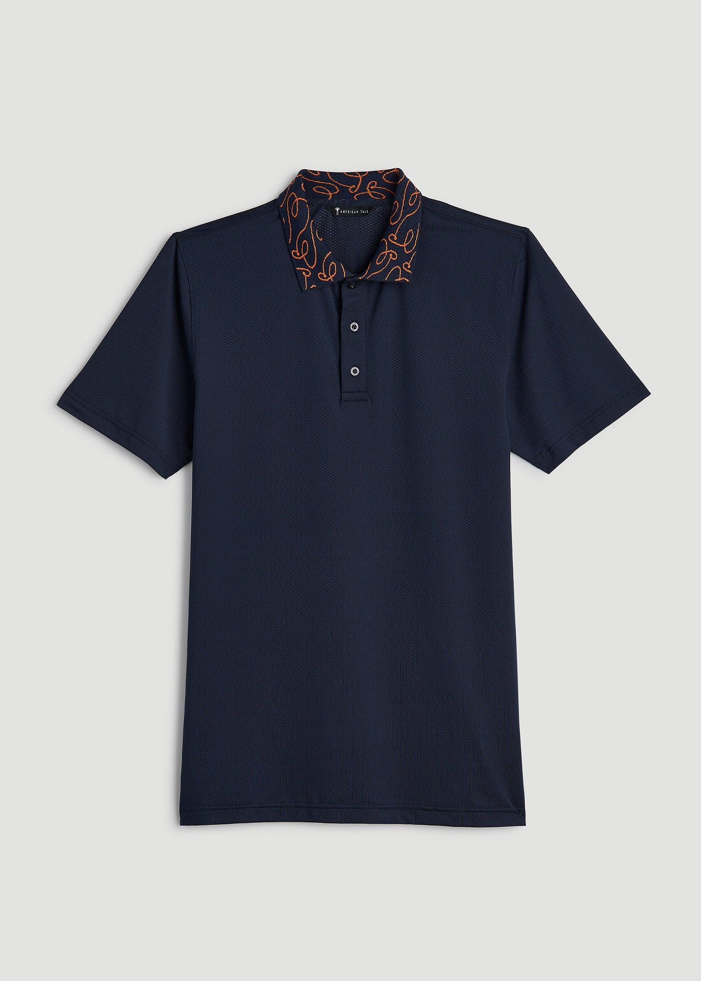 Jacquard Knit Collar Golf Polo Shirt for Tall Men in Evening Blue