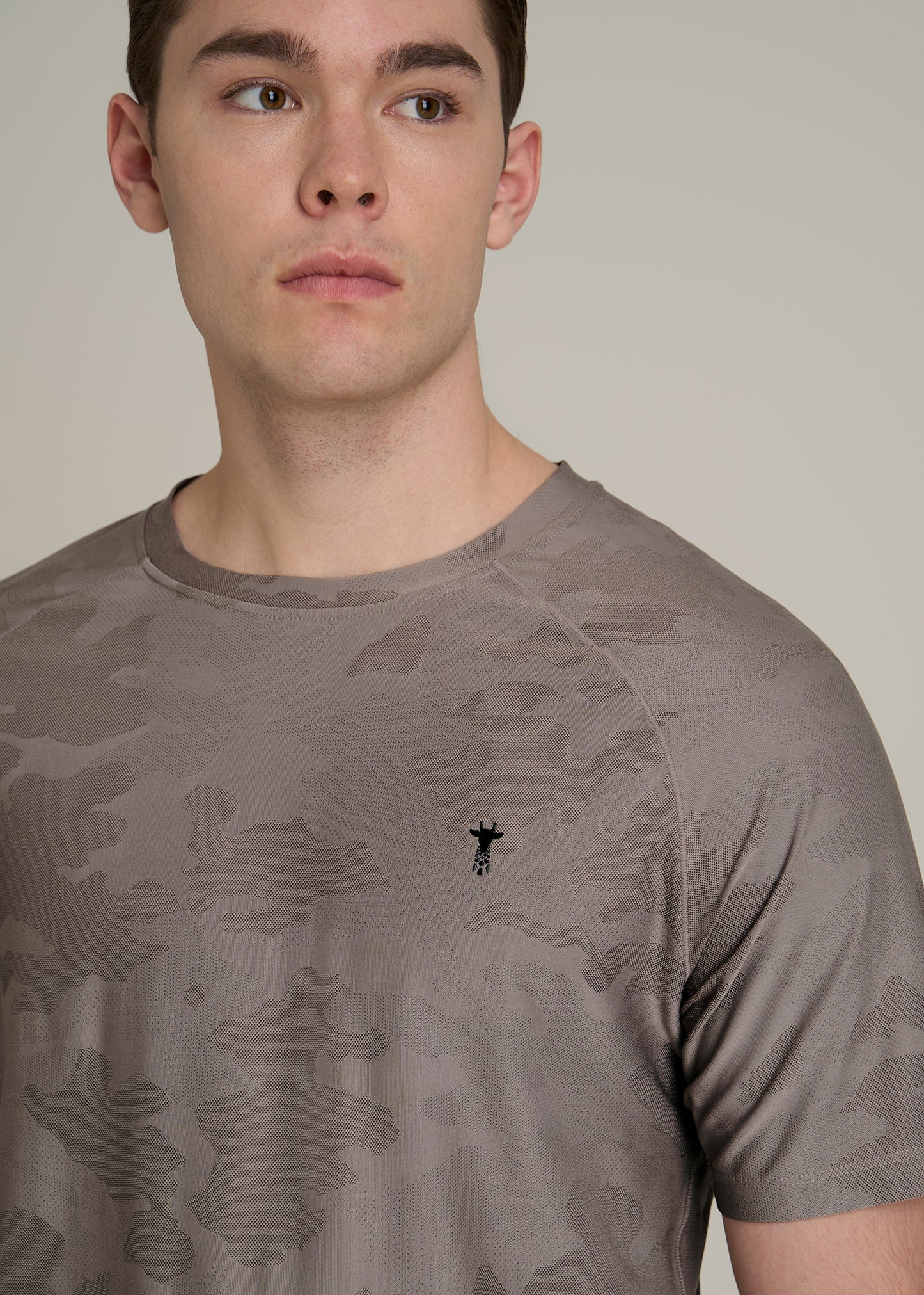 Jacquard Training T-Shirt for Tall Men in Portobello