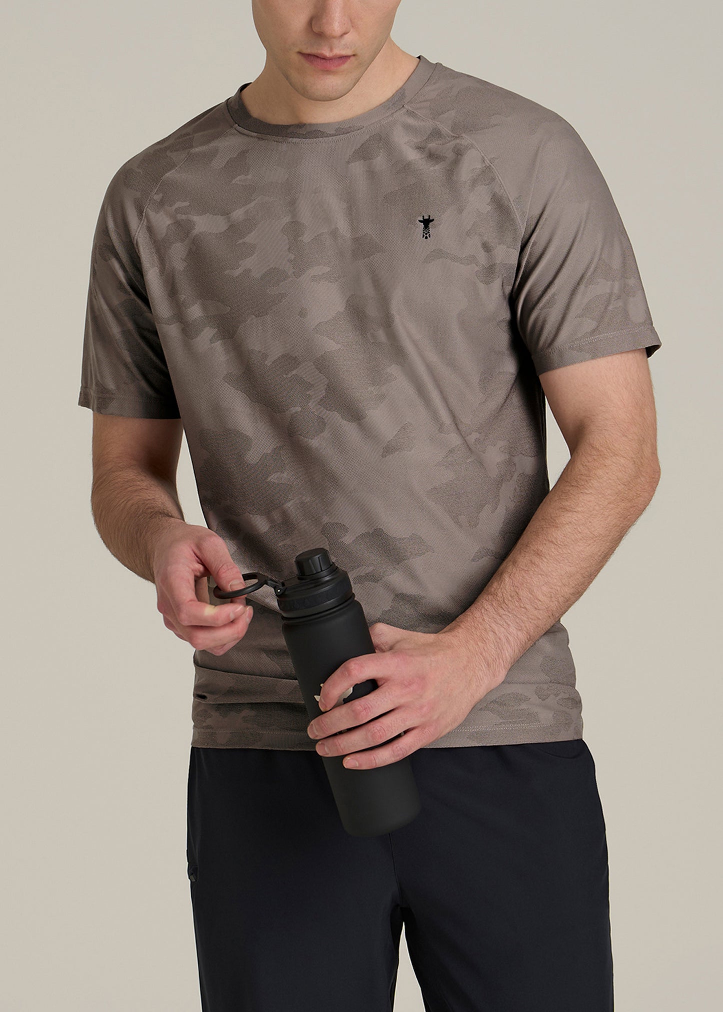 Jacquard Training T-Shirt for Tall Men in Portobello