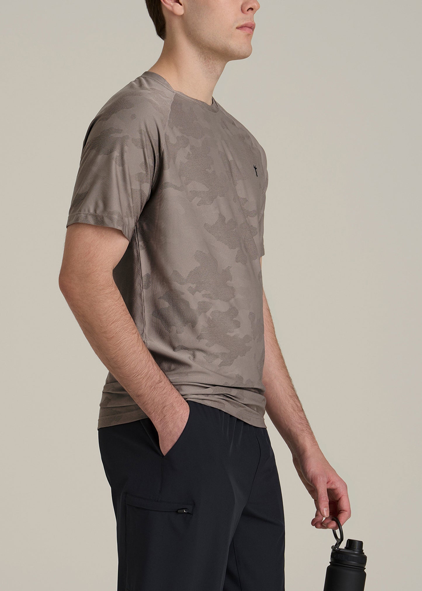 Jacquard Training T-Shirt for Tall Men in Portobello