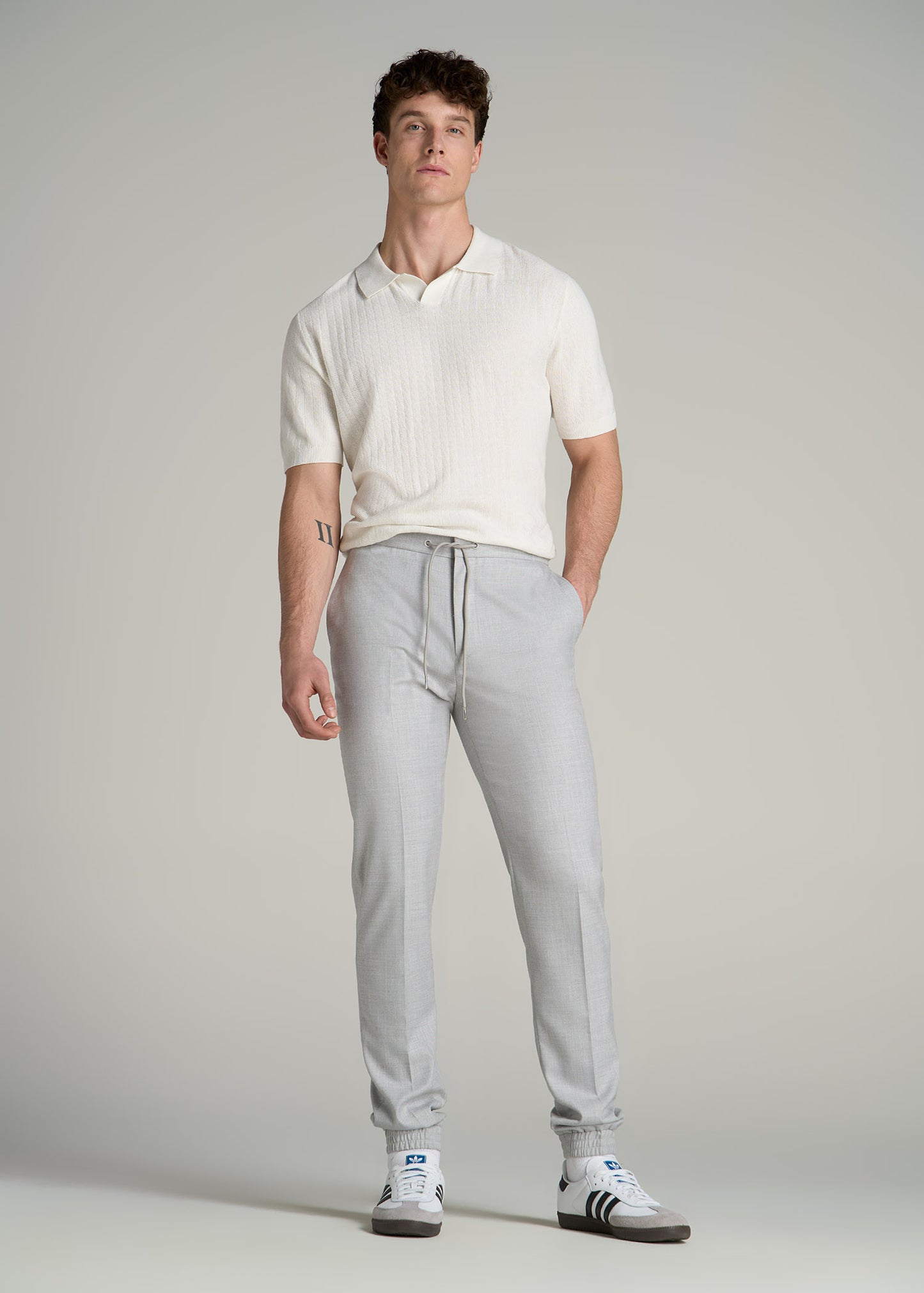 Jogger Dress Pants for Tall Men in Silver Grey