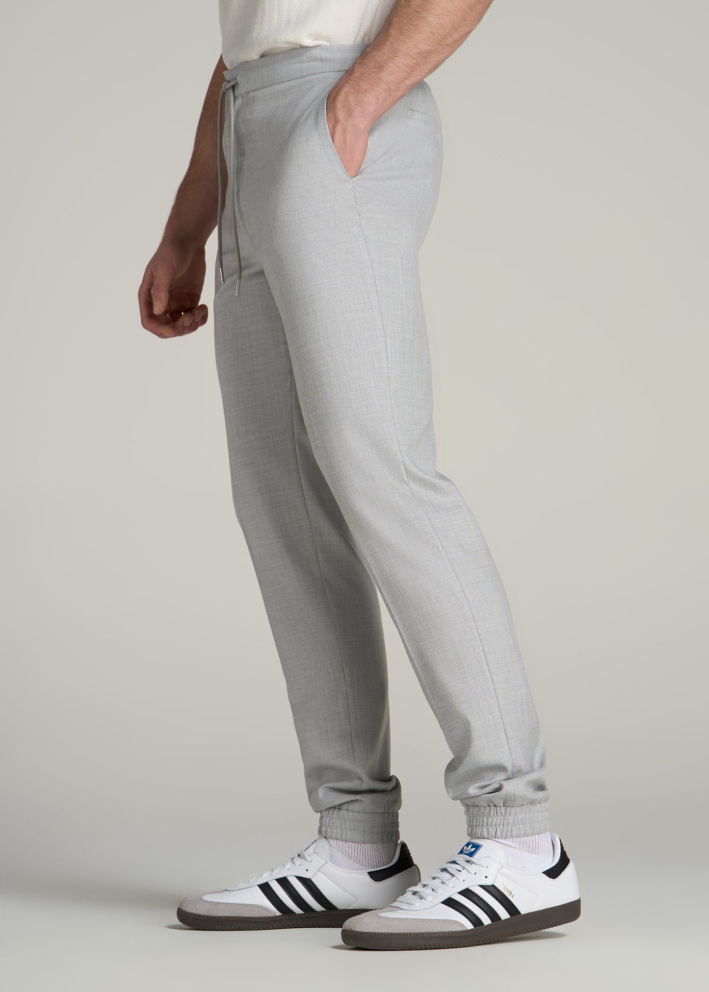 Jogger Dress Pants for Tall Men in Silver Grey