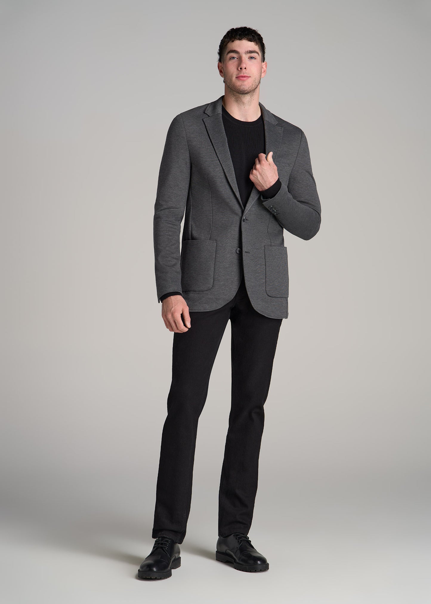 Knit Blazer for Tall Men in Mid Heather Grey