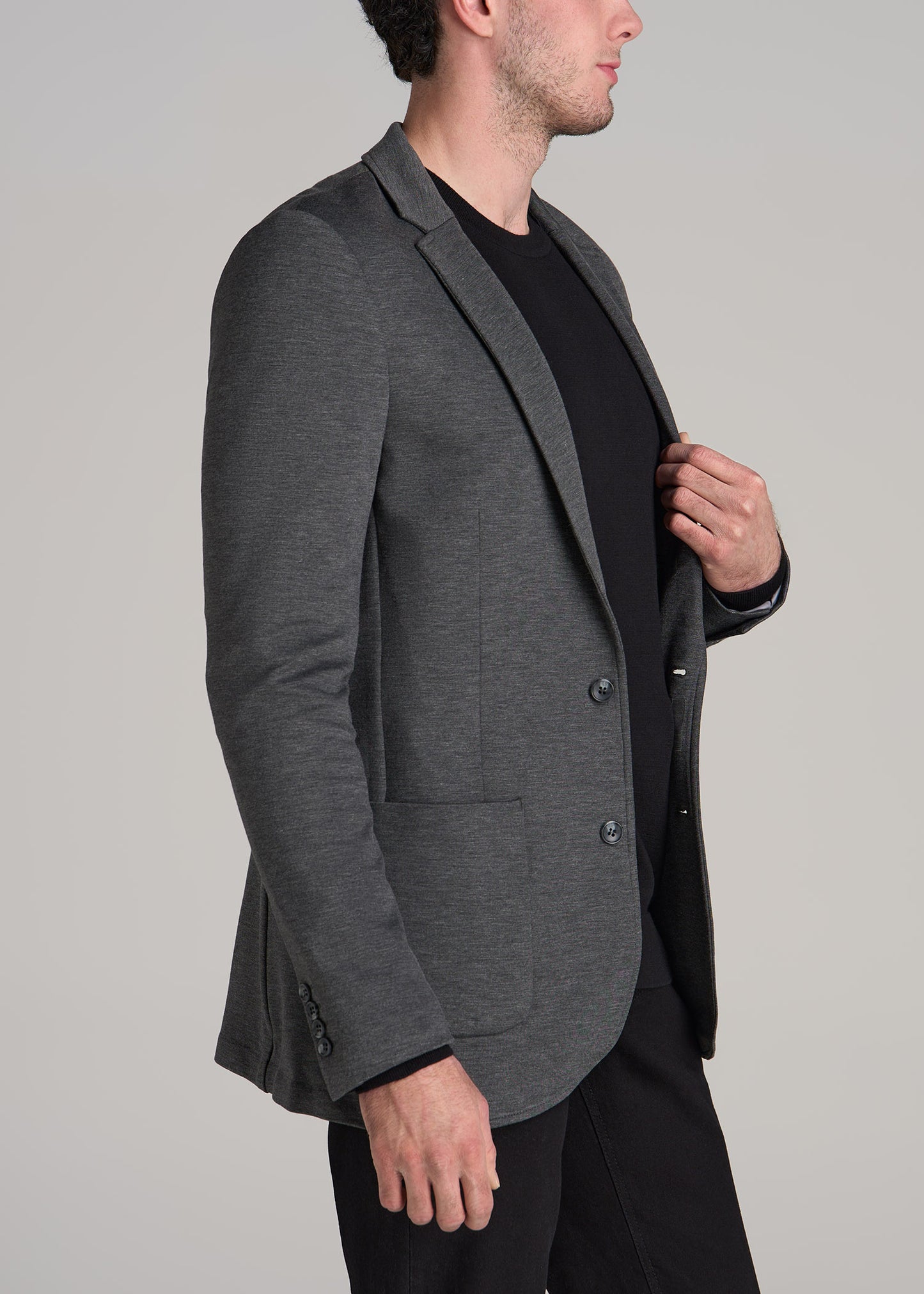 Knit Blazer for Tall Men in Mid Heather Grey