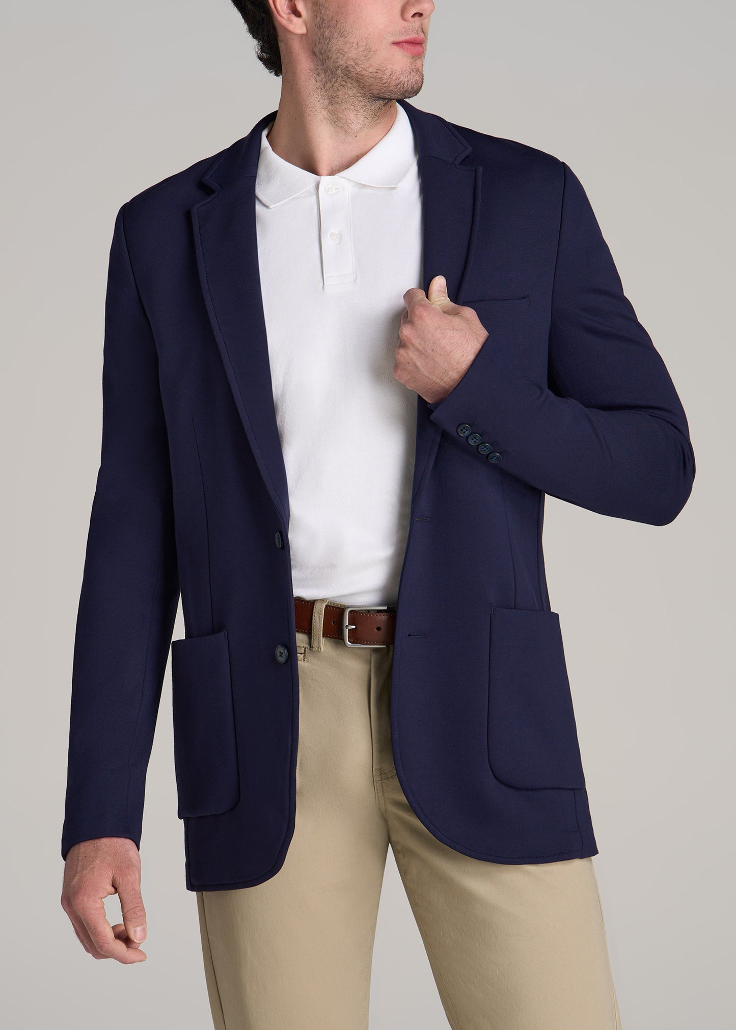 Knit Blazer for Tall Men in Patriot Blue