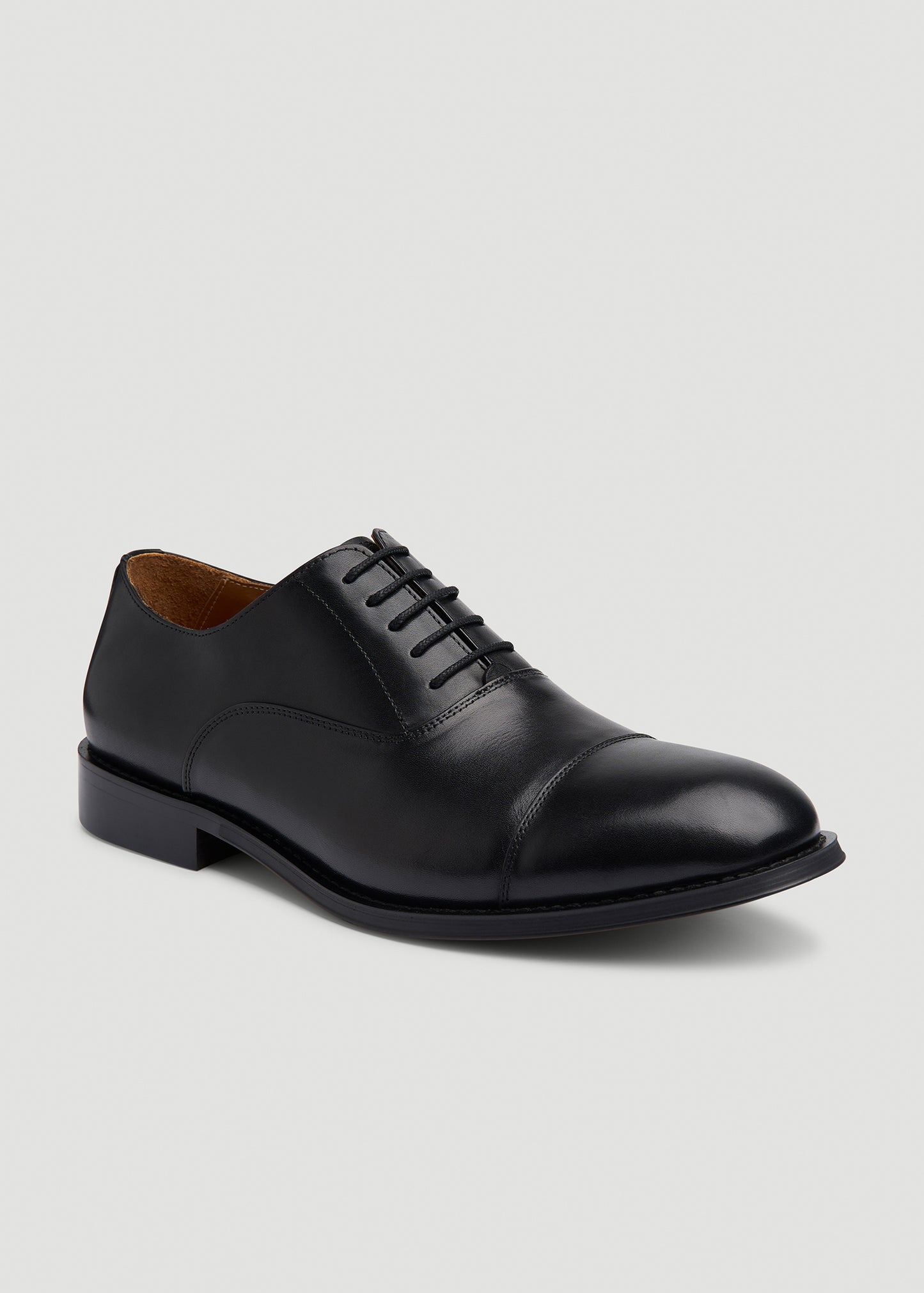 Leather Cap Toe Oxford for Tall Men in Black