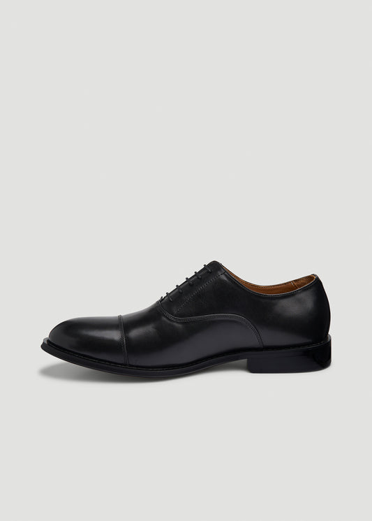 Leather Cap Toe Oxford for Tall Men in Black