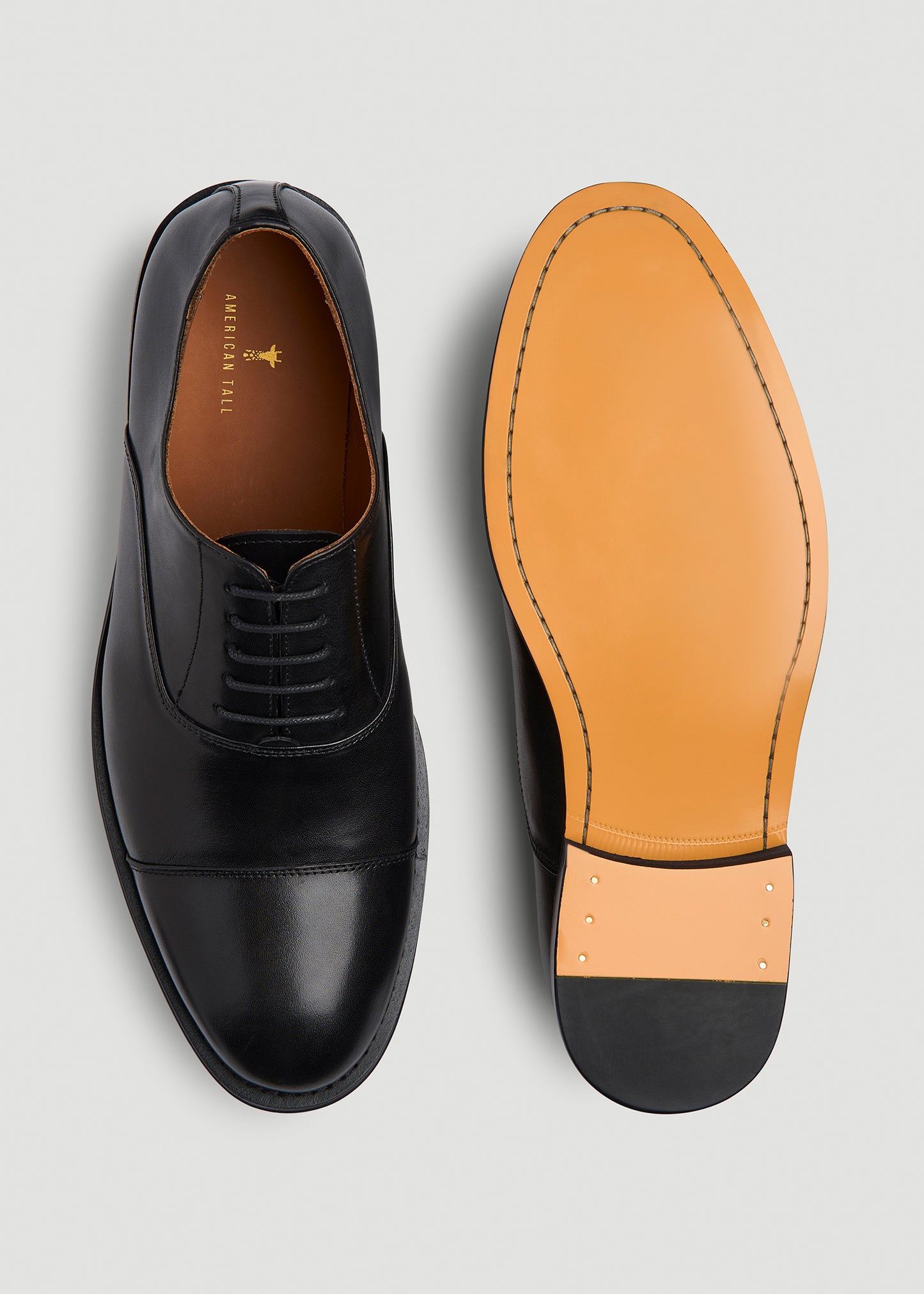 Leather Cap Toe Oxford for Tall Men in Black