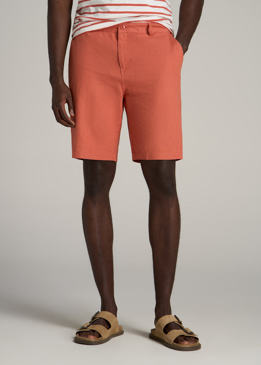 Linen Shorts For Tall Men in Burnt Orange