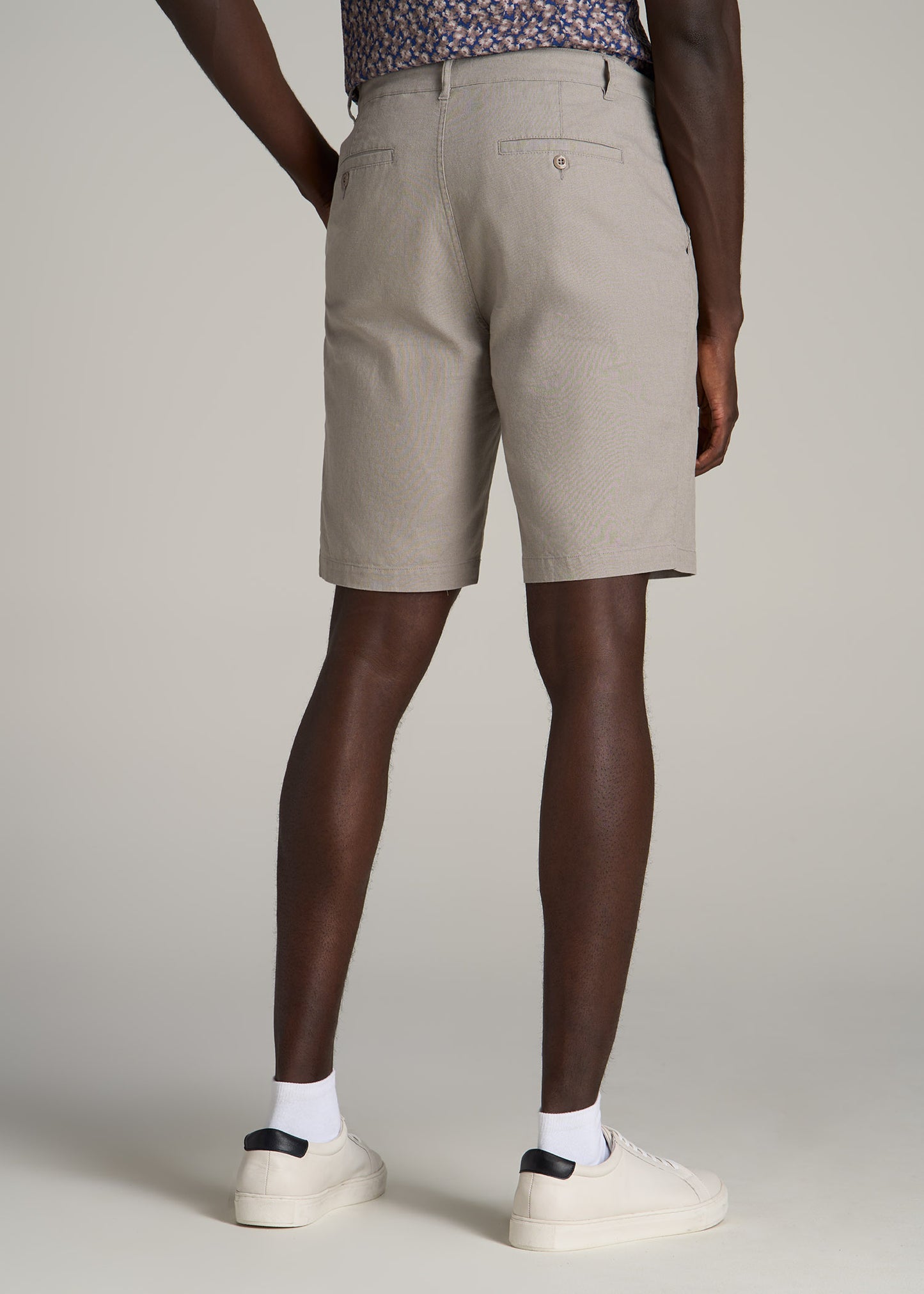 Linen Shorts For Tall Men in Driftwood Brown