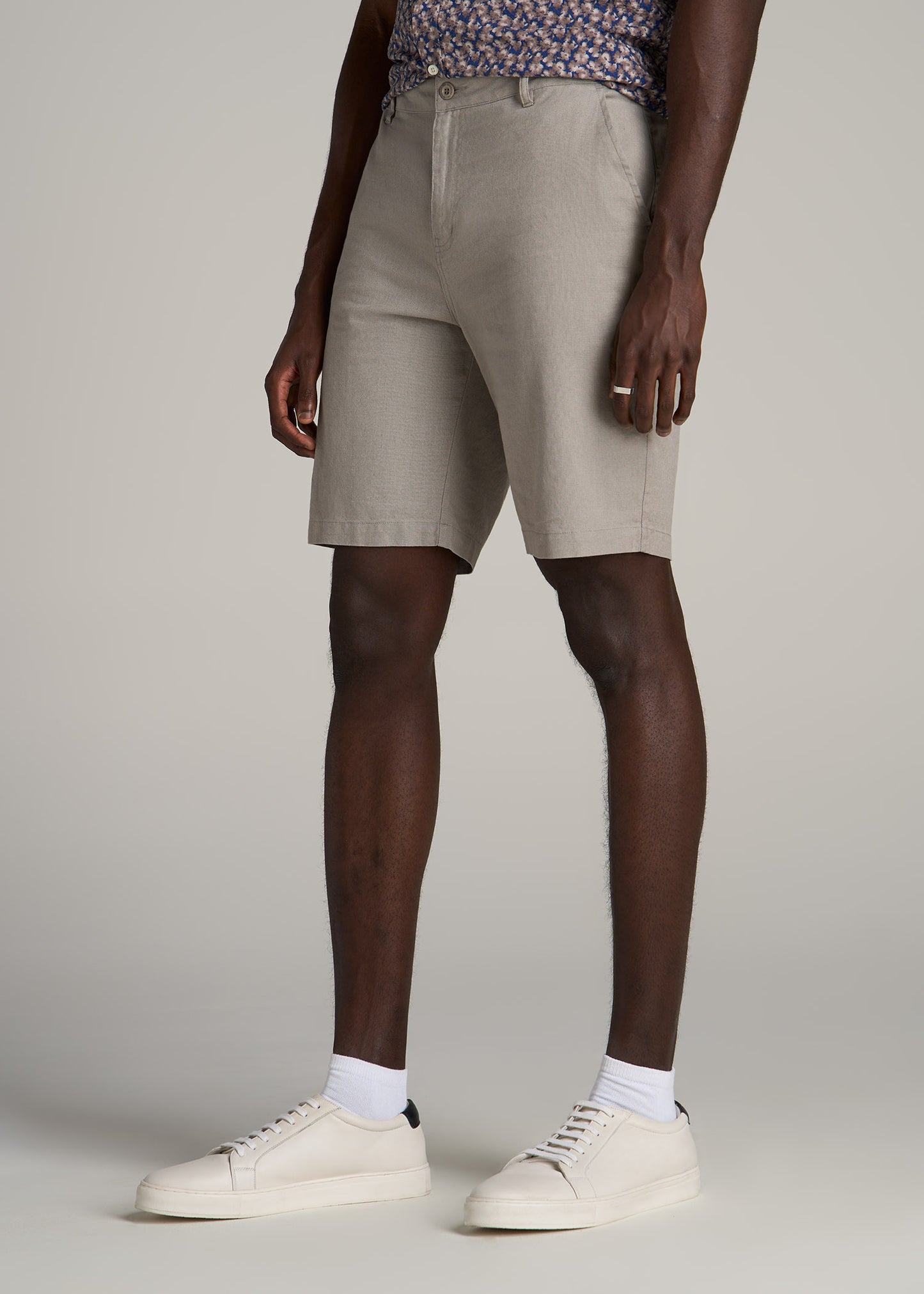 Linen Shorts For Tall Men in Driftwood Brown