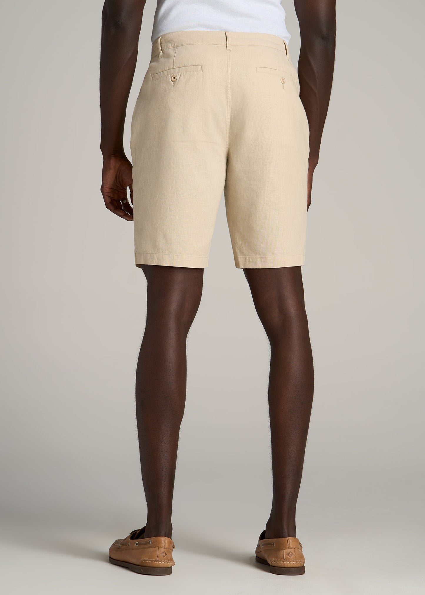 Linen Shorts For Tall Men in Sandstone