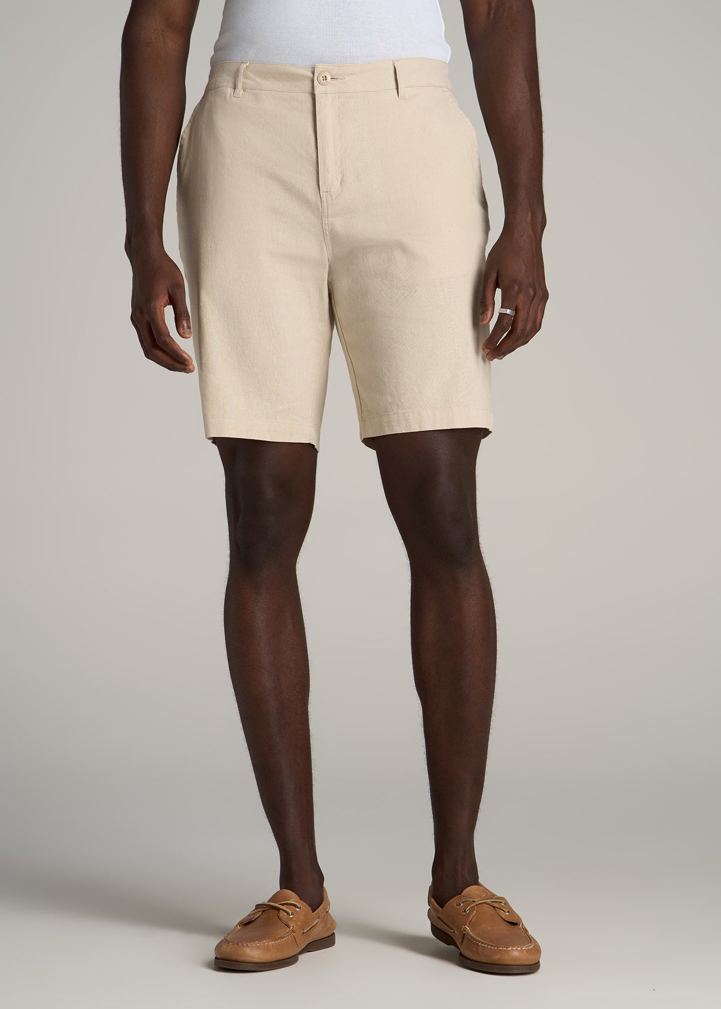 Linen Shorts For Tall Men in Sandstone